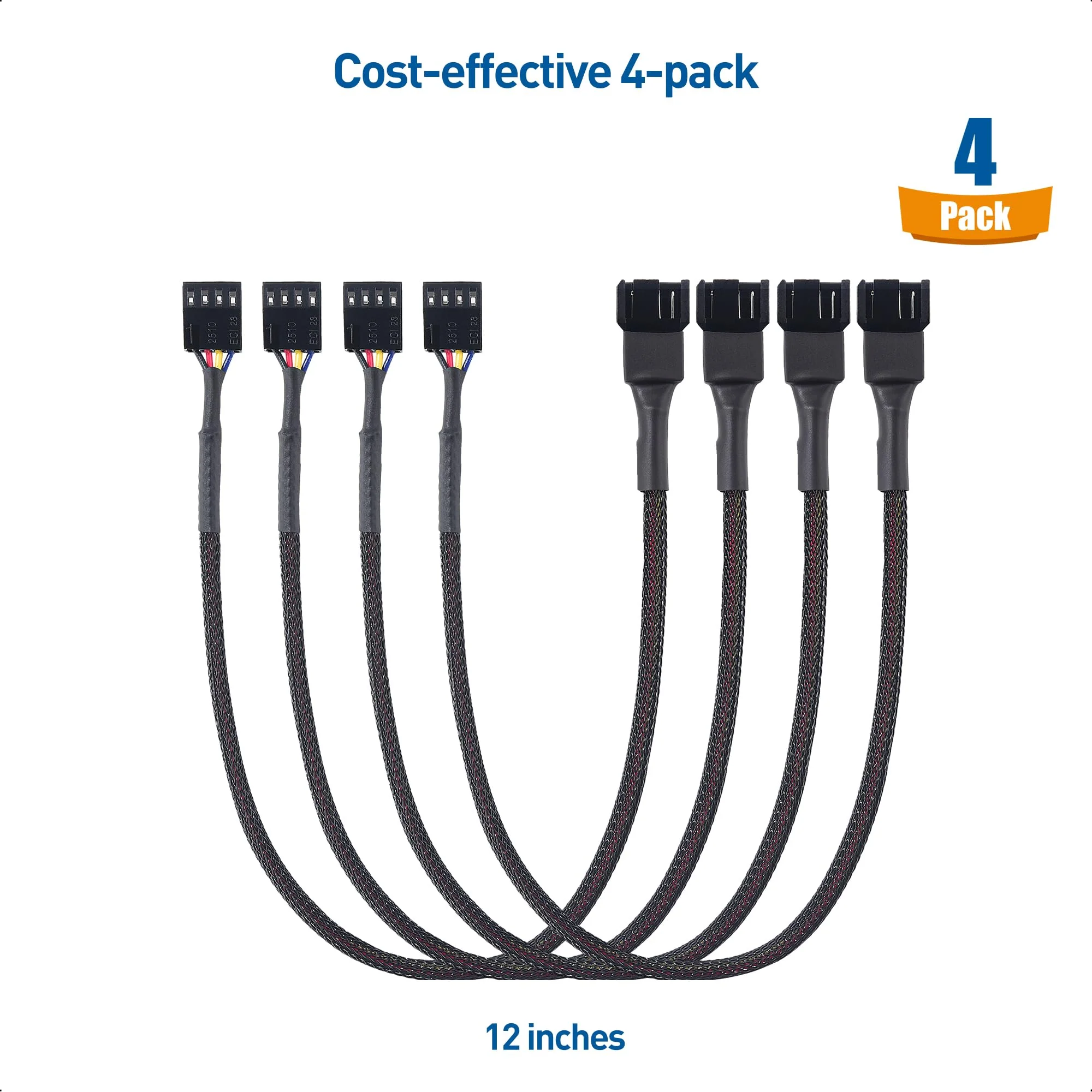 Cable Matters 4-Pack, PWM 4 Pin Fan Extension Cable - 12 inches (PC Fan Extension Cable, PWM Fan Extension Cable, PWM Extension Cable) - Image 7