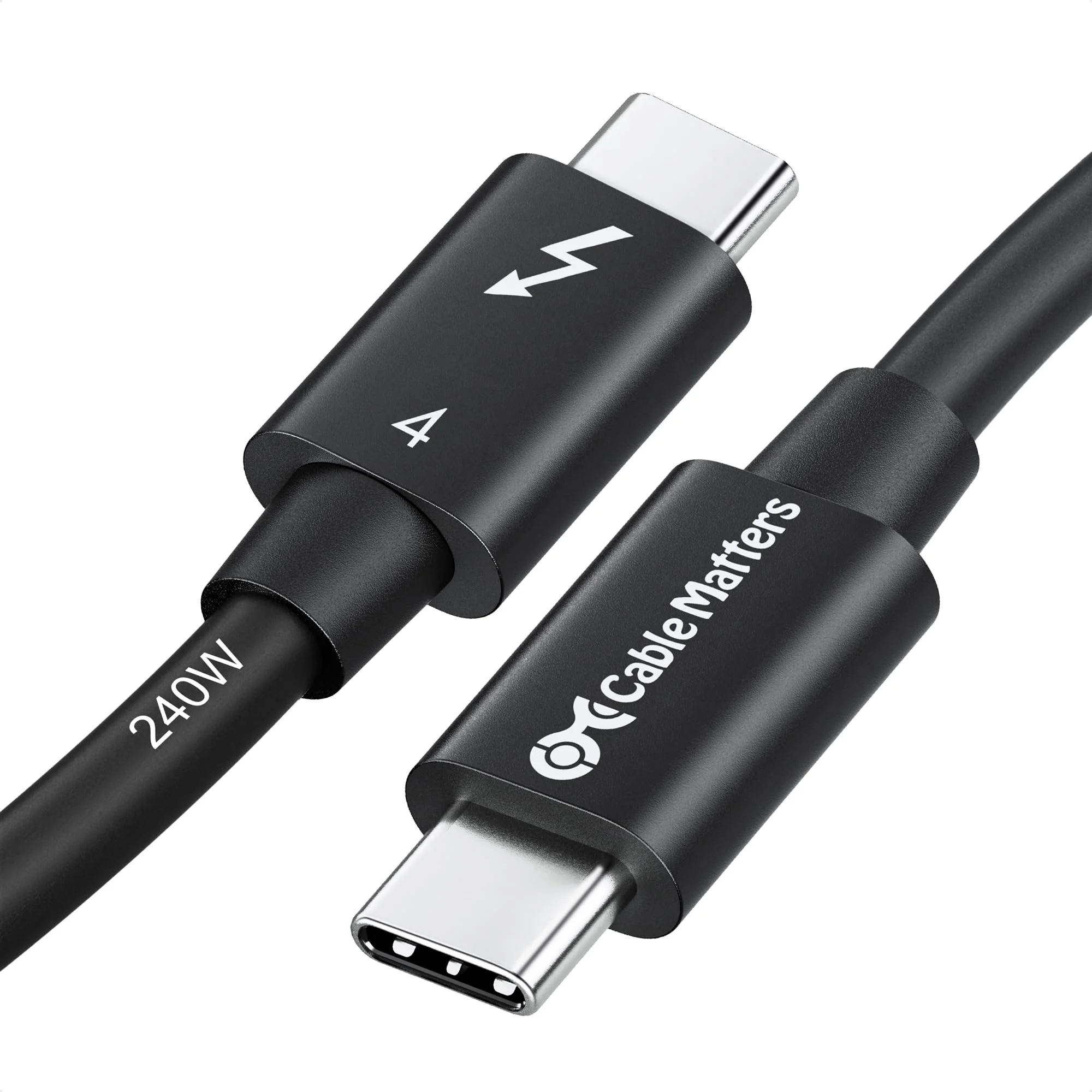 Cable Matters [Intel Certified] 40Gbps Thunderbolt 4 Cable 1ft with 8K Video and 240W Charging - 0.3m, Compatible with USB4, Thunderbolt 3 Cable and USB-C 1 Foot Black