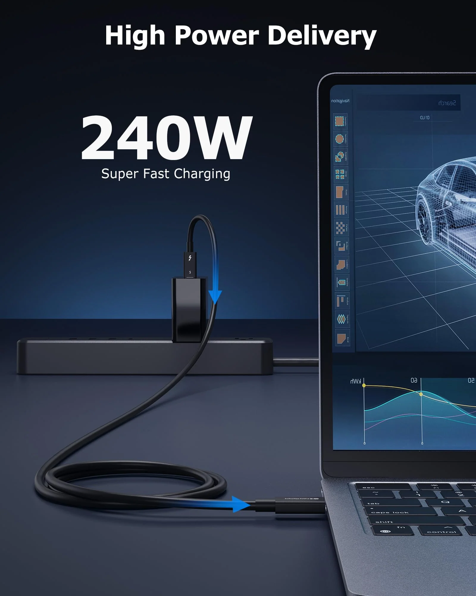 Cable Matters [Intel Certified] 80Gbps Thunderbolt 5 Cable with up to 120Gbps Bandwidth Boost and 240W Charging in Black - 1m / 3.3ft, Compatible with Thunderbolt 4, USB4, Thunderbolt 3 and USB-C 3.3 ft - Image 6