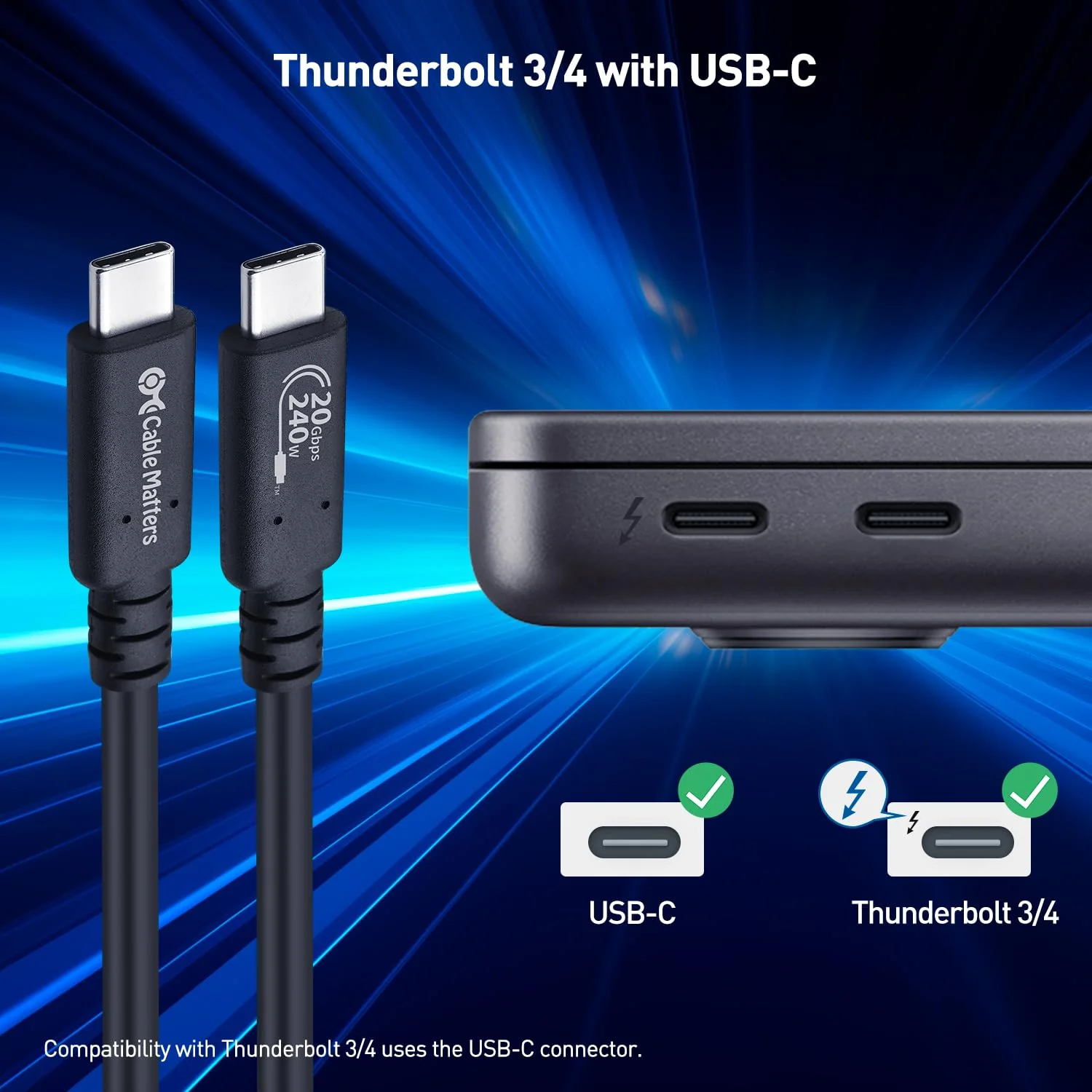 Cable Matters [USB-IF Certified] 20Gbps Long USB4 Cable/USB 4 Cable 6.6ft, Supports Up to [8K@30Hz / 4K@120Hz Video, 240W Charging, 20Gbps Data Transfer] Compatible with Thunderbolt 4 Cable, MacBook - Image 8