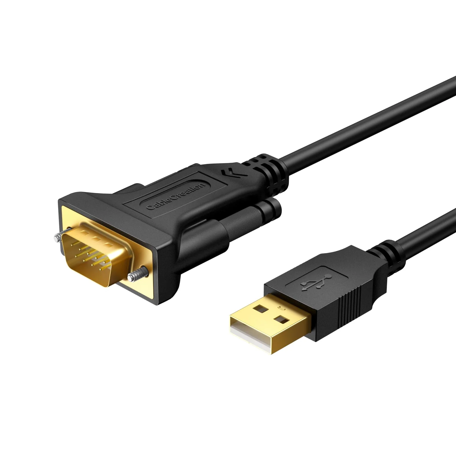CableCreation 6.6 Feet USB to RS232 Adapter with PL2303 Chipset, Gold Plated USB 2.0 to DB9 Serial Converter Cable Support Cashier Register, Modem, Scanner, Digital Cameras,CNC etc, 2M /Black 6.6FT 1
