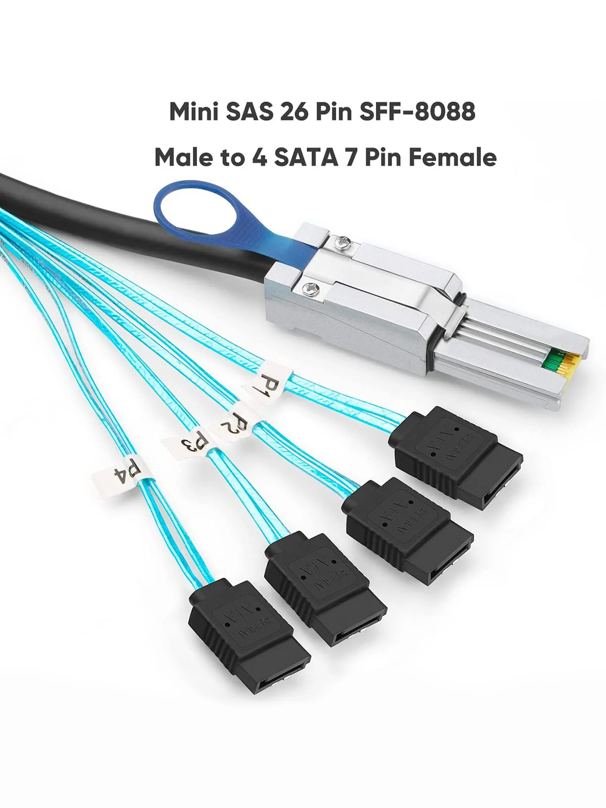 CableCreation Mini SAS 26Pin (SFF-8088) Male to 4 SATA 7Pin Female Cable, Mini SAS Host/Controller to 4 SATA Target/Backplane, 2M / 6.6FT - Image 2