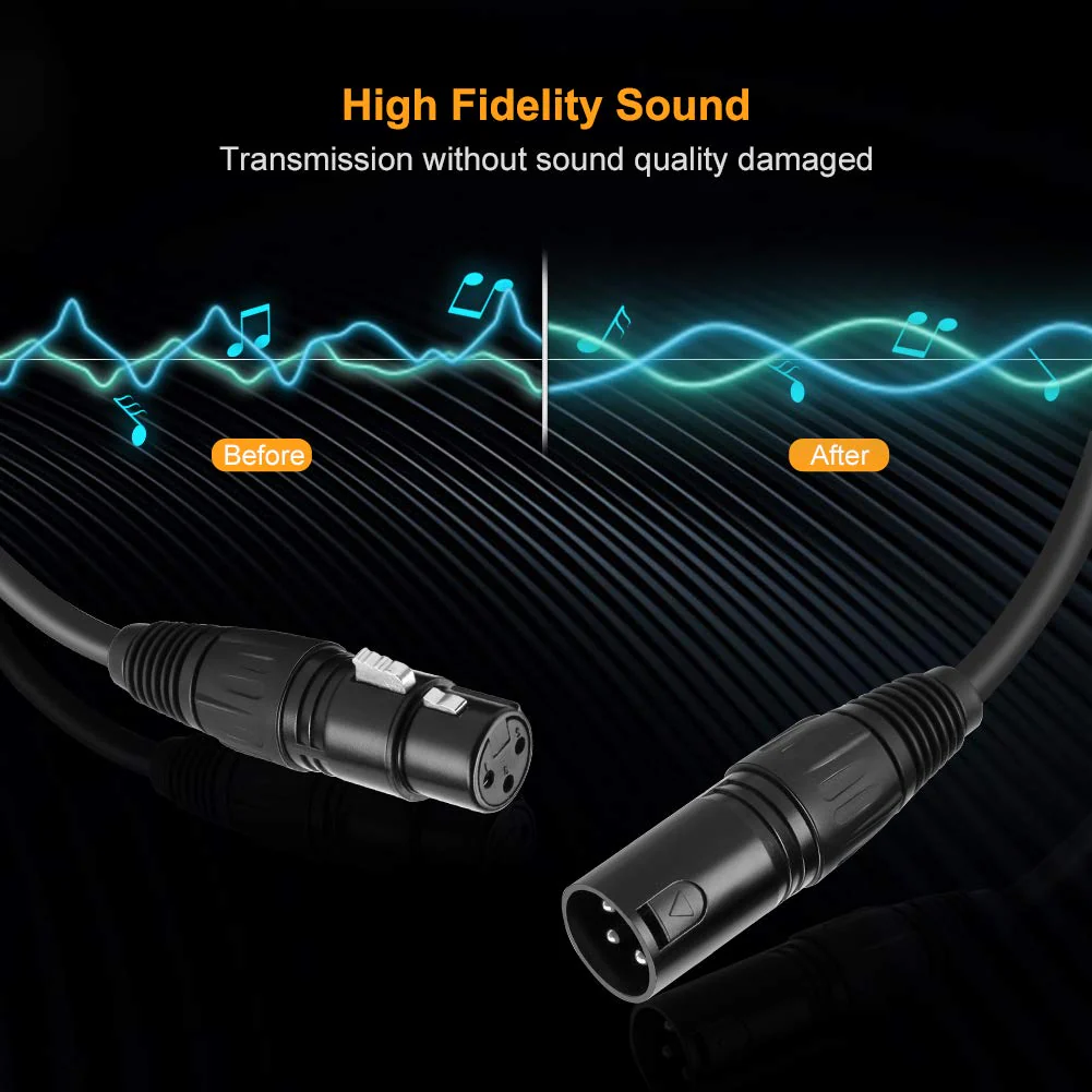 CableCreation XLR Microphone Cable Long, [2-Pack] 15FT XL R Male to Female 3PIN Balanced Mic Cords for Recording Applications,Mixers,Speaker Systems,X L R Audio Equipment.Black 15 Feet 【2 Pack】 - Image 2