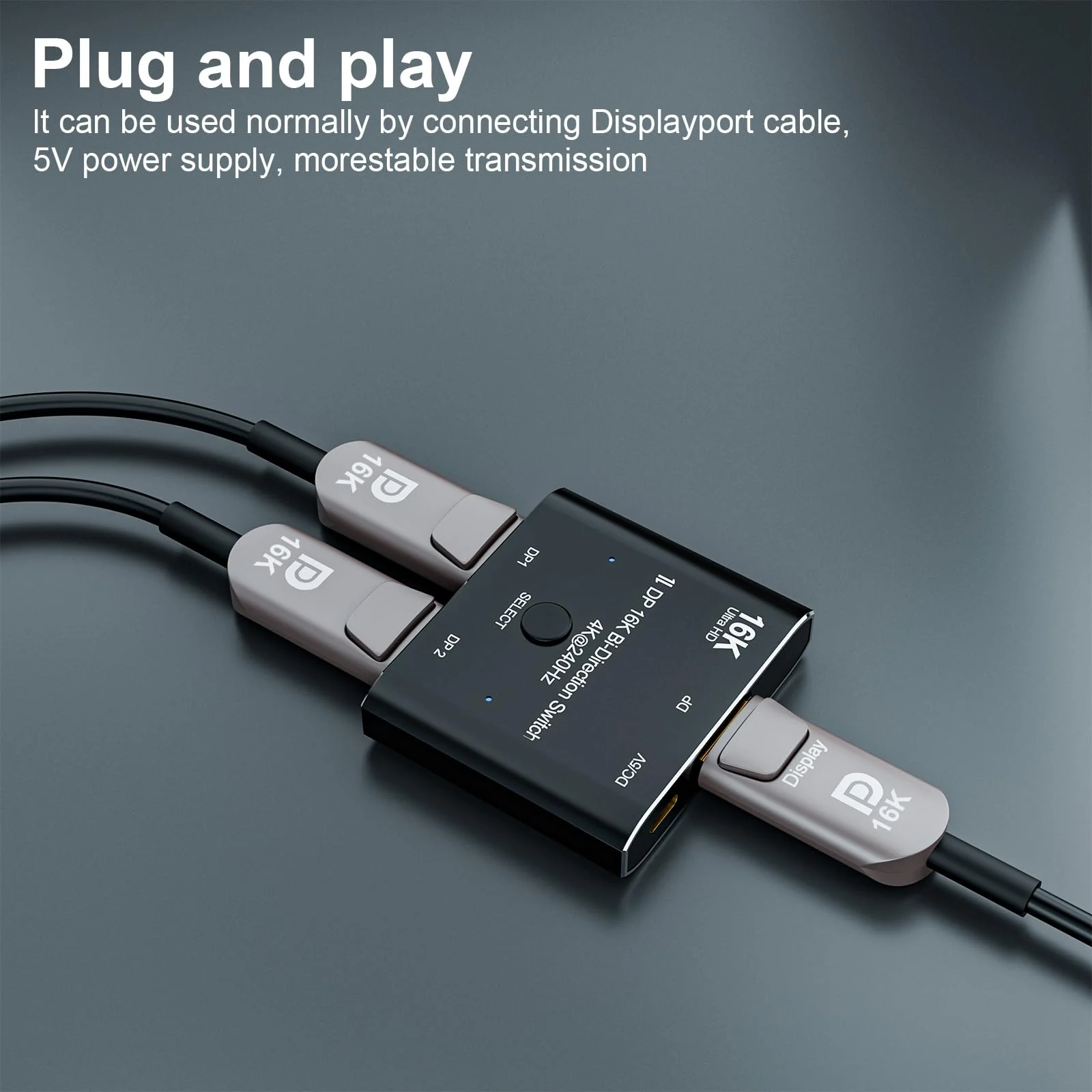 CABLEDECONN DisplayPort 2.1 8K 10K 16K DP Video Switch Bi-Direction Ultra HD 8K@120Hz 4K@240Hz Splitter Converter for Multiple Source and displays dp 16k switch 2x1 - Image 4