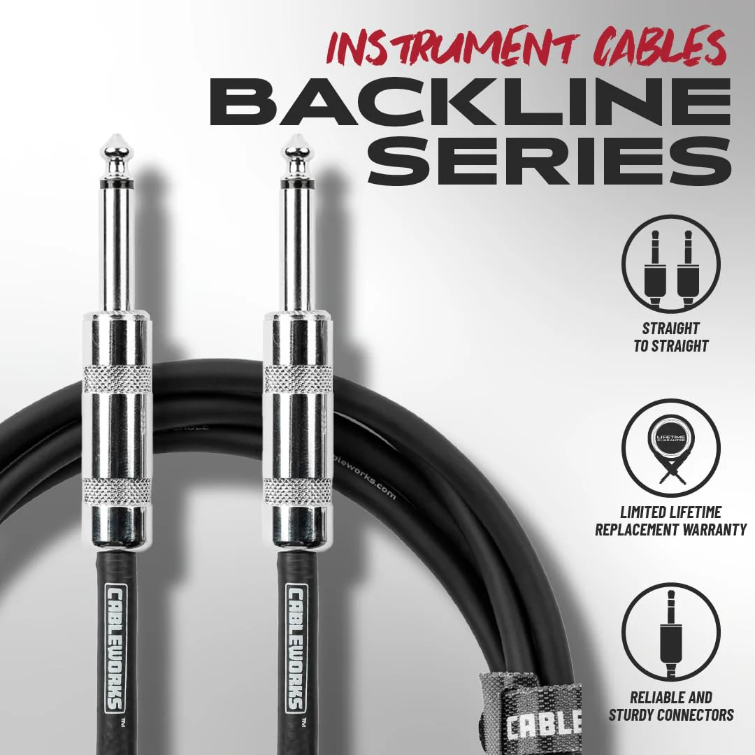 Cableworks by Gator Cases Backline Series 30 Ft Straight to Straight Guitar Instrument Cable (GCWB-INS-30) 30 Feet - Image 5