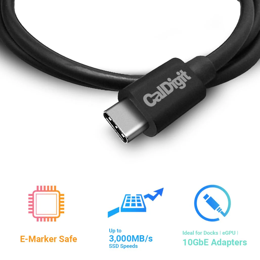 CalDigit Thunderbolt 4 Cable - 40Gbps 100W Power Delivery, Compatible with Thunderbolt 3 & USB Type C, MacBook Pro, iMac, iPhone 15 Max, Black (0.8 Meter 2.62 Feet, Thunderbolt 4 / USB 4 Cable) 0.8 Meter 2.62 Feet, Thunderbolt 4 / USB 4 Cable - Image 3
