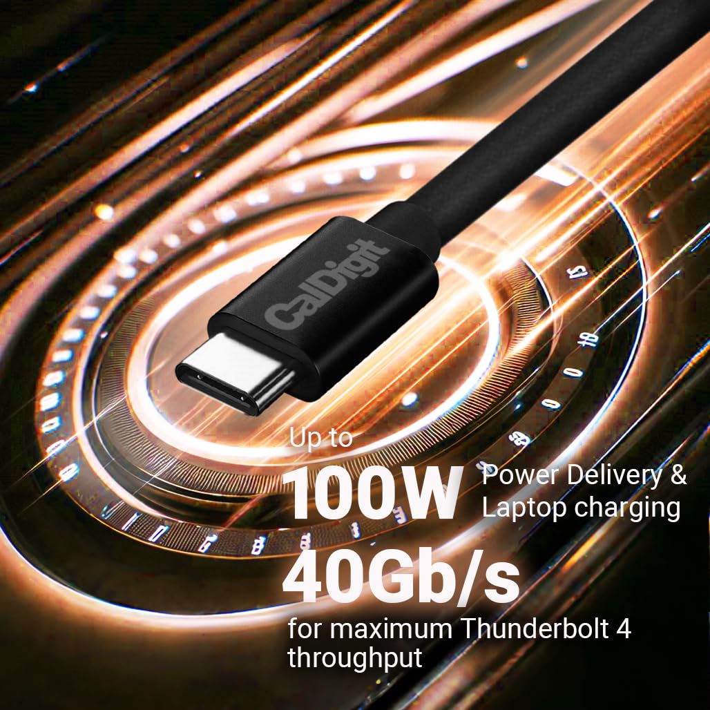 CalDigit Thunderbolt 4 Cable - 40Gbps 100W Power Delivery, Compatible with Thunderbolt 3 & USB Type C, MacBook Pro, iMac, iPhone 15 Max, Black (0.8 Meter 2.62 Feet, Thunderbolt 4 / USB 4 Cable) 0.8 Meter 2.62 Feet, Thunderbolt 4 / USB 4 Cable - Image 7