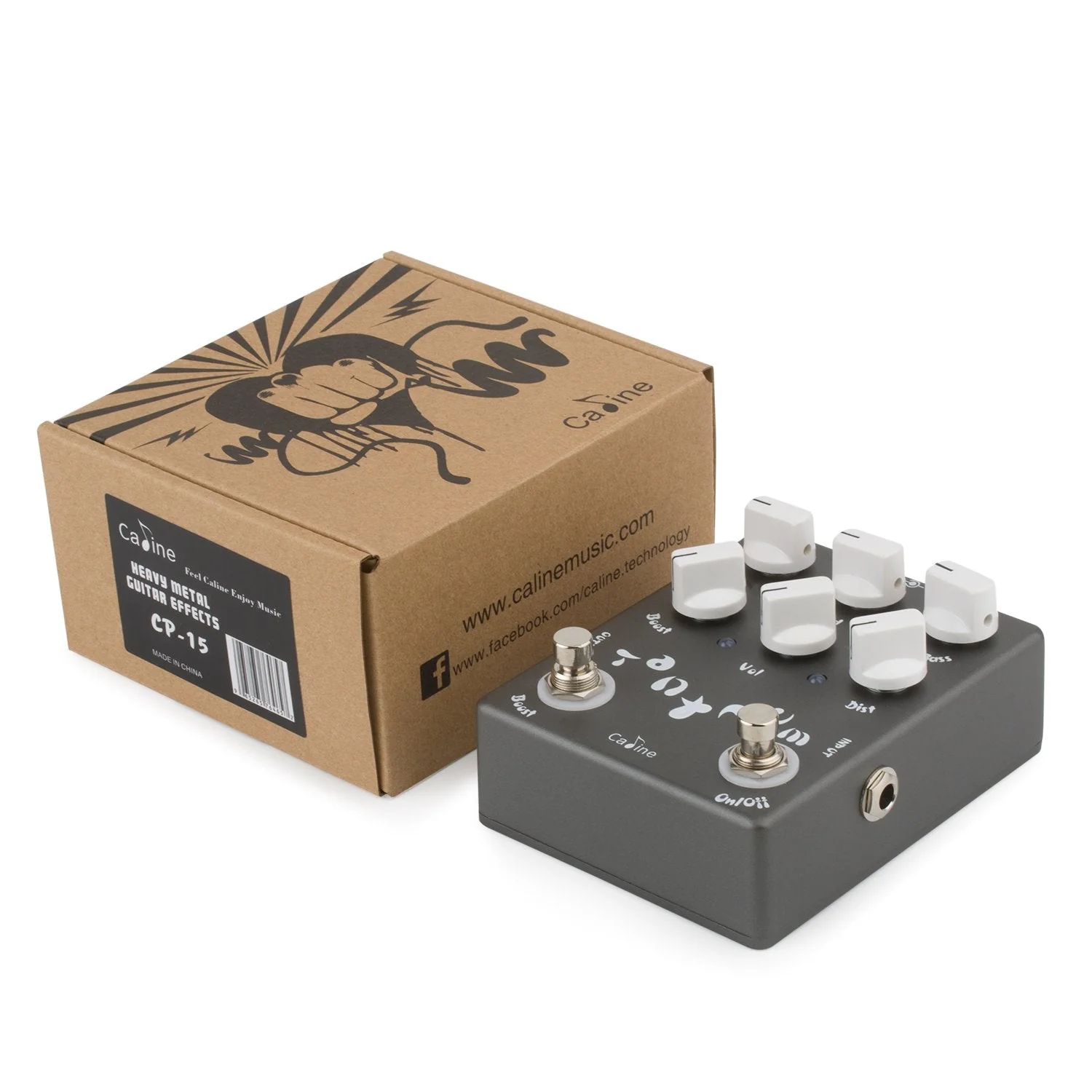 Caline CP-15 Guitar Metal Distortion Pedal with 3 Band EQ and Low-Mid-High Gain Boost Effect Bypass Design - Image 6
