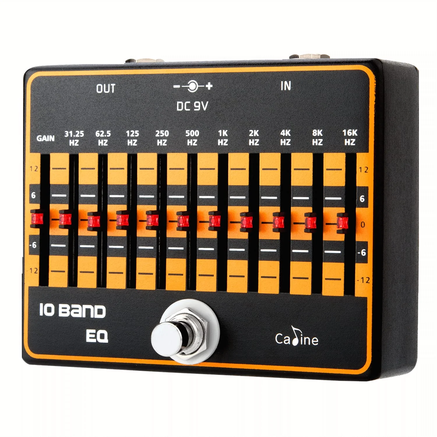 Caline Guitar EQ Pedal 10 Band EQ Graphic Equalizer Effect Pedal for 4-string/ 5-string / 6-string/ 7-string Guitars True Bypass CP-24 (31.25Hz to 16kHz) 10 Band EQ-Guitar