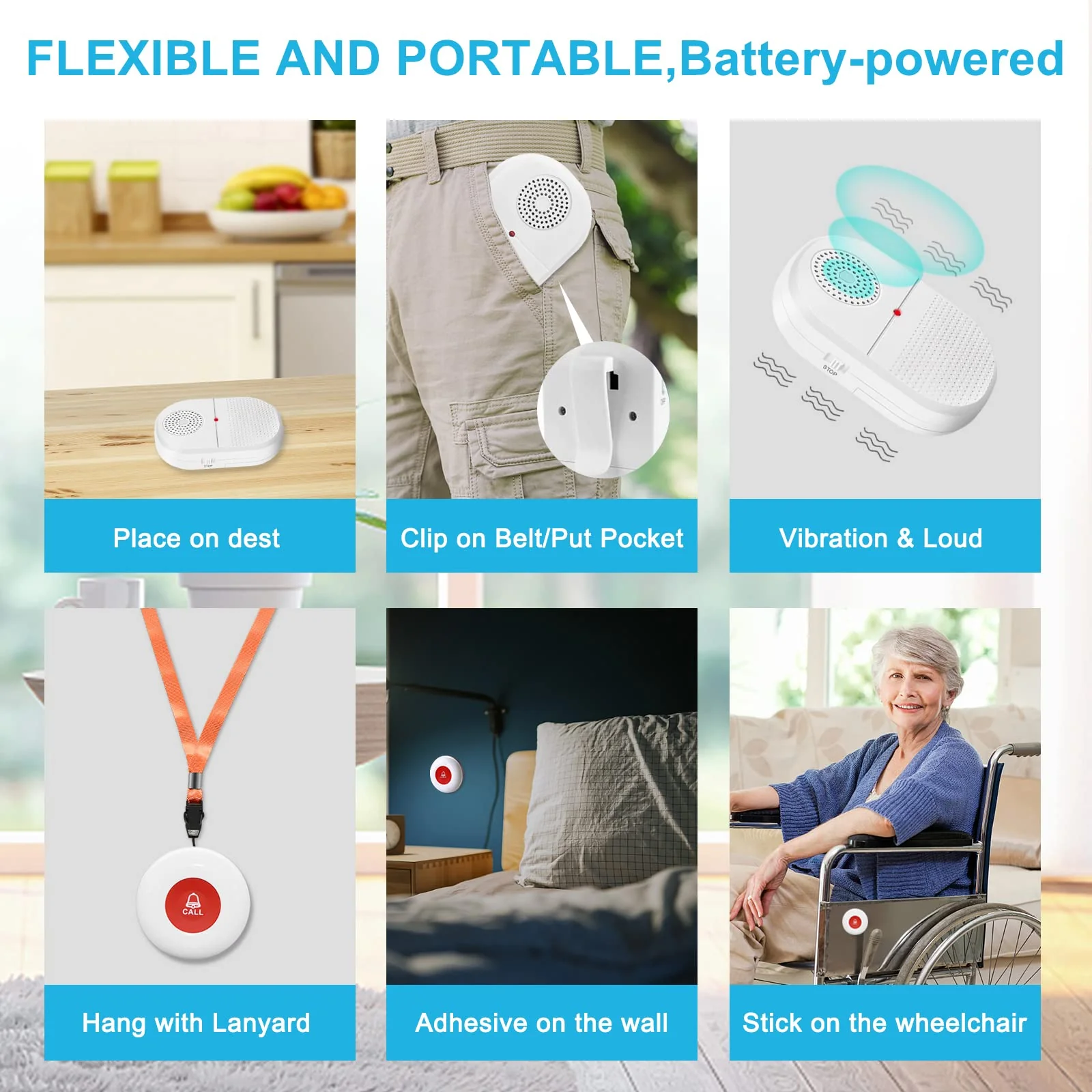 CallToU Caregiver Pager Call Button Elderly Wireless Call Button Vibration Pager Nurse Calling Alert System for Home Elderly Disabled Patient 1 Transmitters 1 Receiver 1 receiver + 1 call button - Image 4