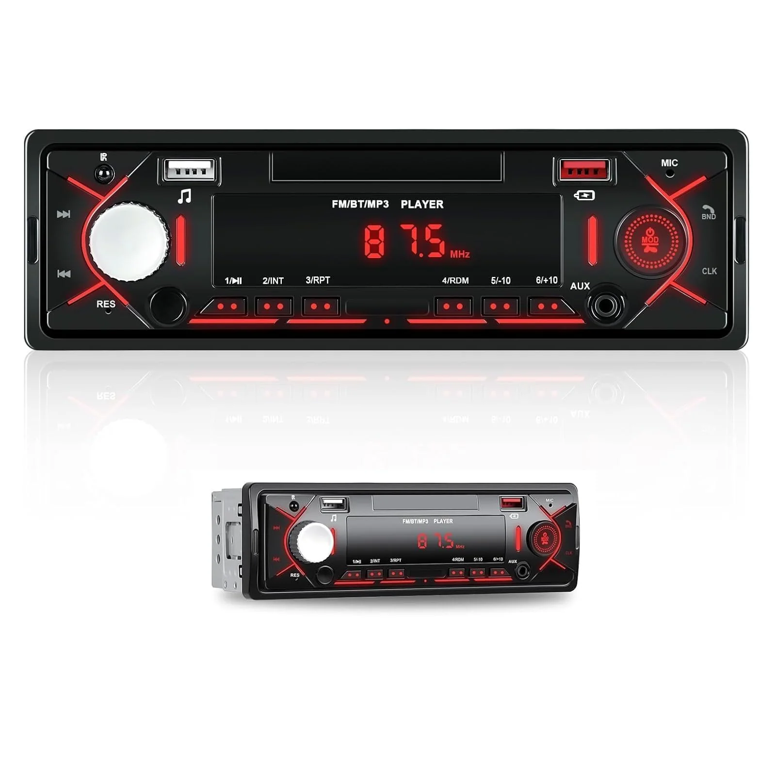 CAMECHO Car Radio Bluetooth Single DIN Car Stereo Audio, Car Audio with Bluetooth Handsfree/FM/ MP3/U Disk/AUX/USB Charge | Not a CD Player