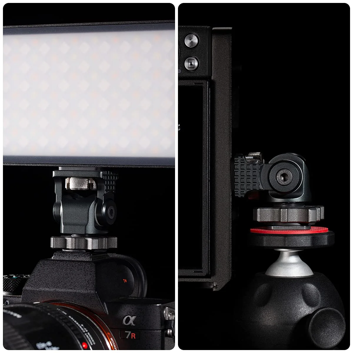 Camera Monitor Mount with Cold Shoe 1/4 Screw for 5" & 7" Monitor, 360°Swivel and 176° Tilt Field Mount Holder for LED Lights, Flash, Microphone, Video Shooting Photography Accessories - Image 5