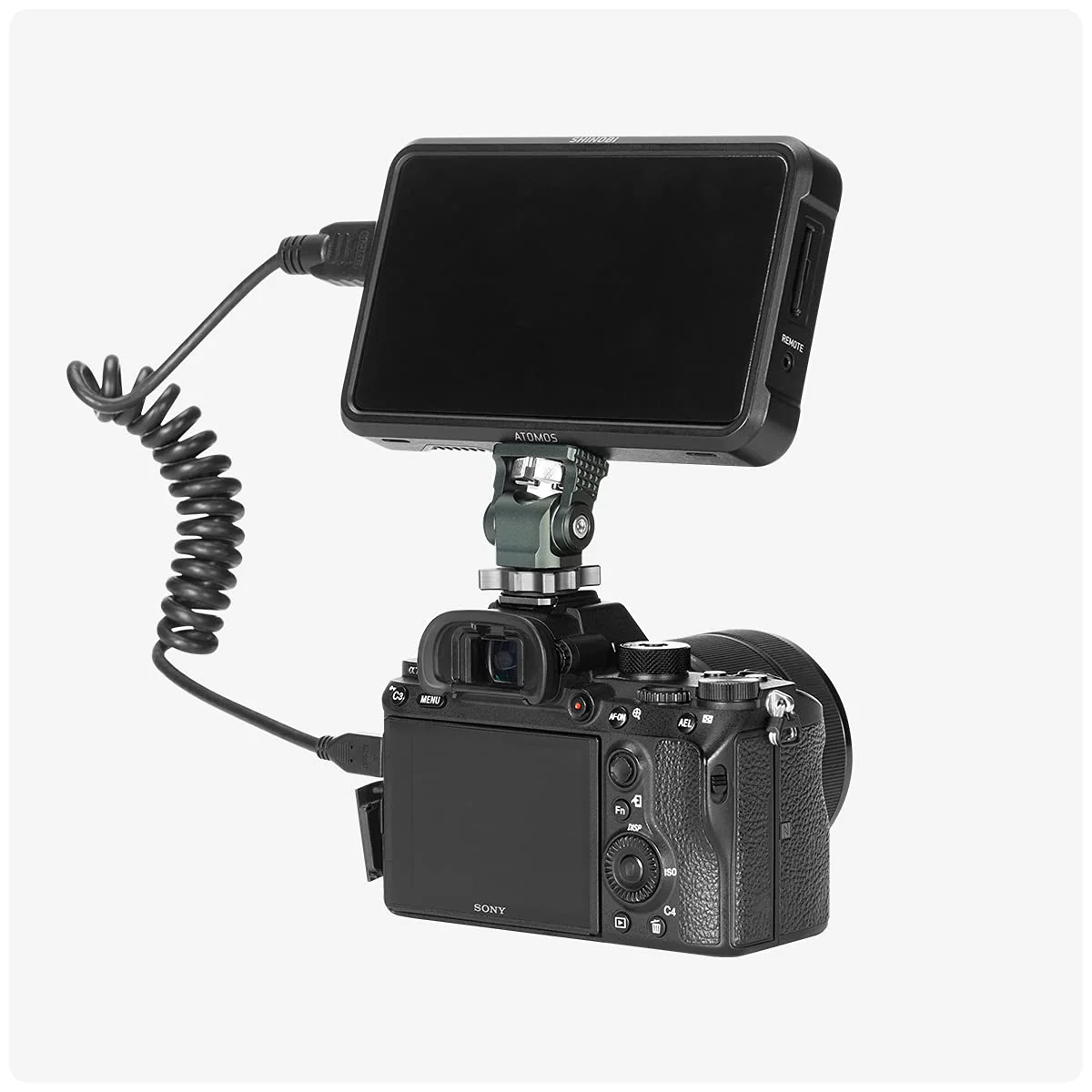 Camera Monitor Mount with Cold Shoe 1/4 Screw for 5" & 7" Monitor, 360°Swivel and 176° Tilt Field Mount Holder for LED Lights, Flash, Microphone, Video Shooting Photography Accessories - Image 8