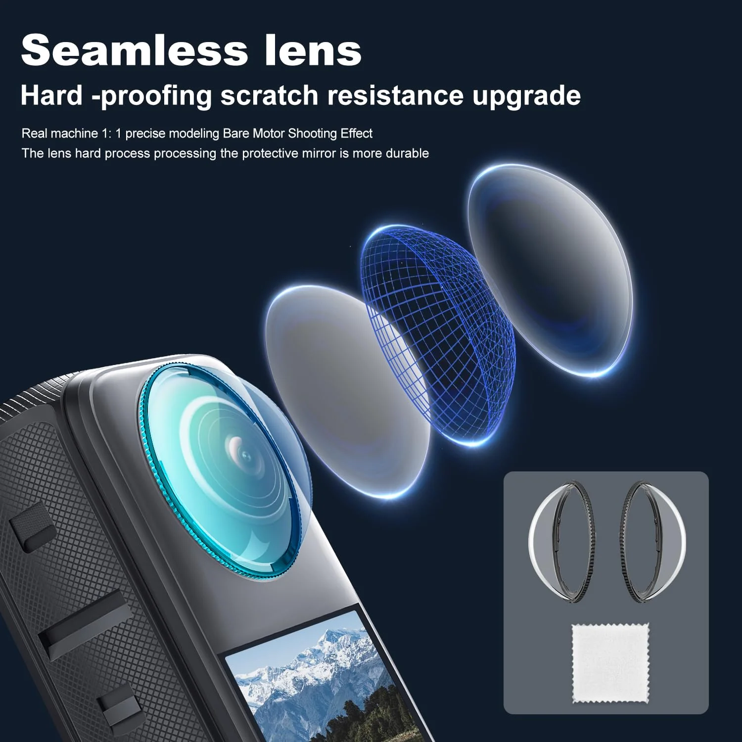 Camera Protective Accessories Kit for Insta 360 X4 Include Lens Guards Silicone Protective Case/Screen Protective/Camera Case(with Buckle) /Front Behind Lens Guards - Image 3