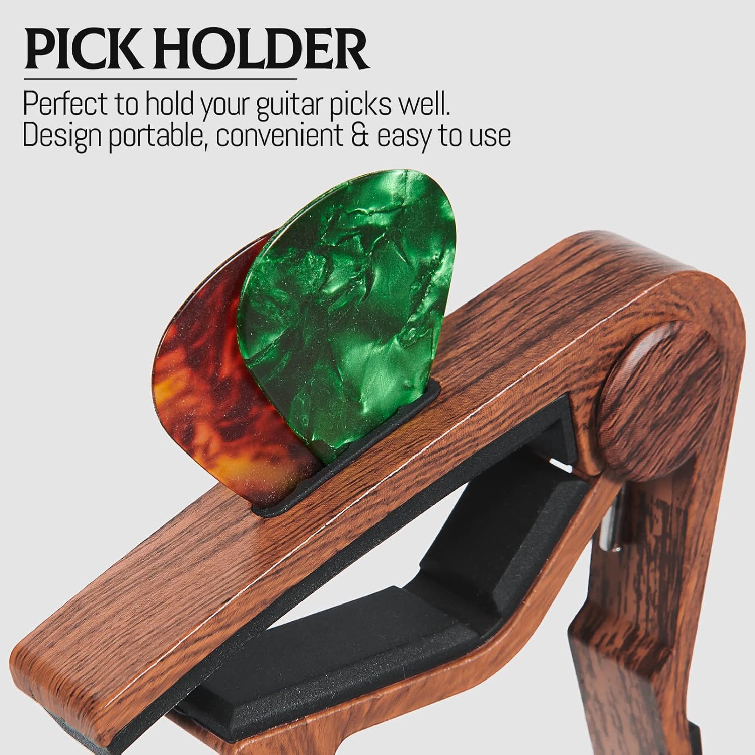 Capo 8Pack Guitar Capo with Pick Holder for Acoustic and Electric Guitar, Ukelele, Bass, Banjo RoseWood Capo 8Pack Rosewood - Image 5