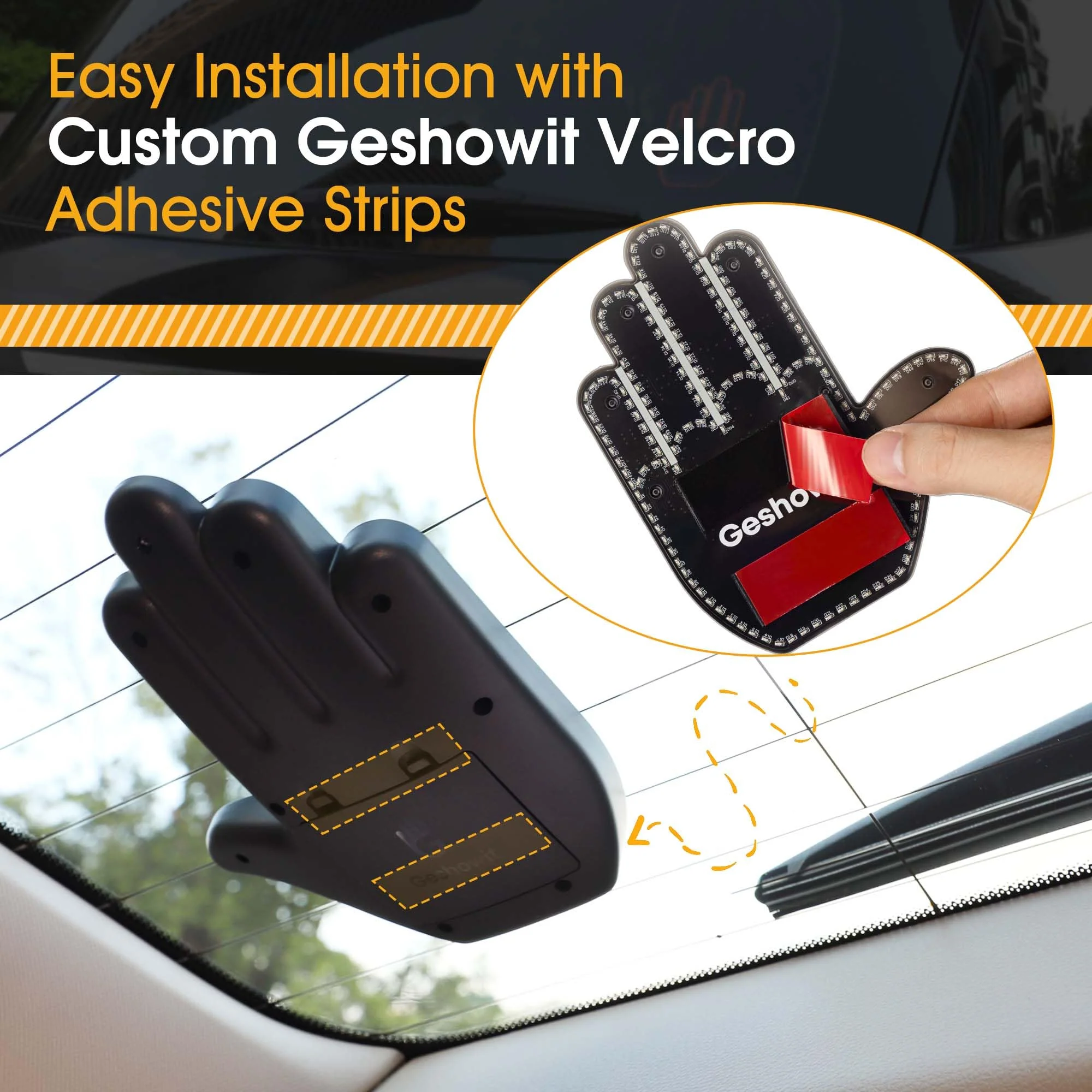 Car Accessories for Men - Car Finger Light with 6 Gestures Remote - Show Your Feelings to Drivers - Ideal Gift Hand Gesture Lights, Truck Accessories, Hand Sign Car LED Signs for Men and Women Black (Upgraded) - Image 4