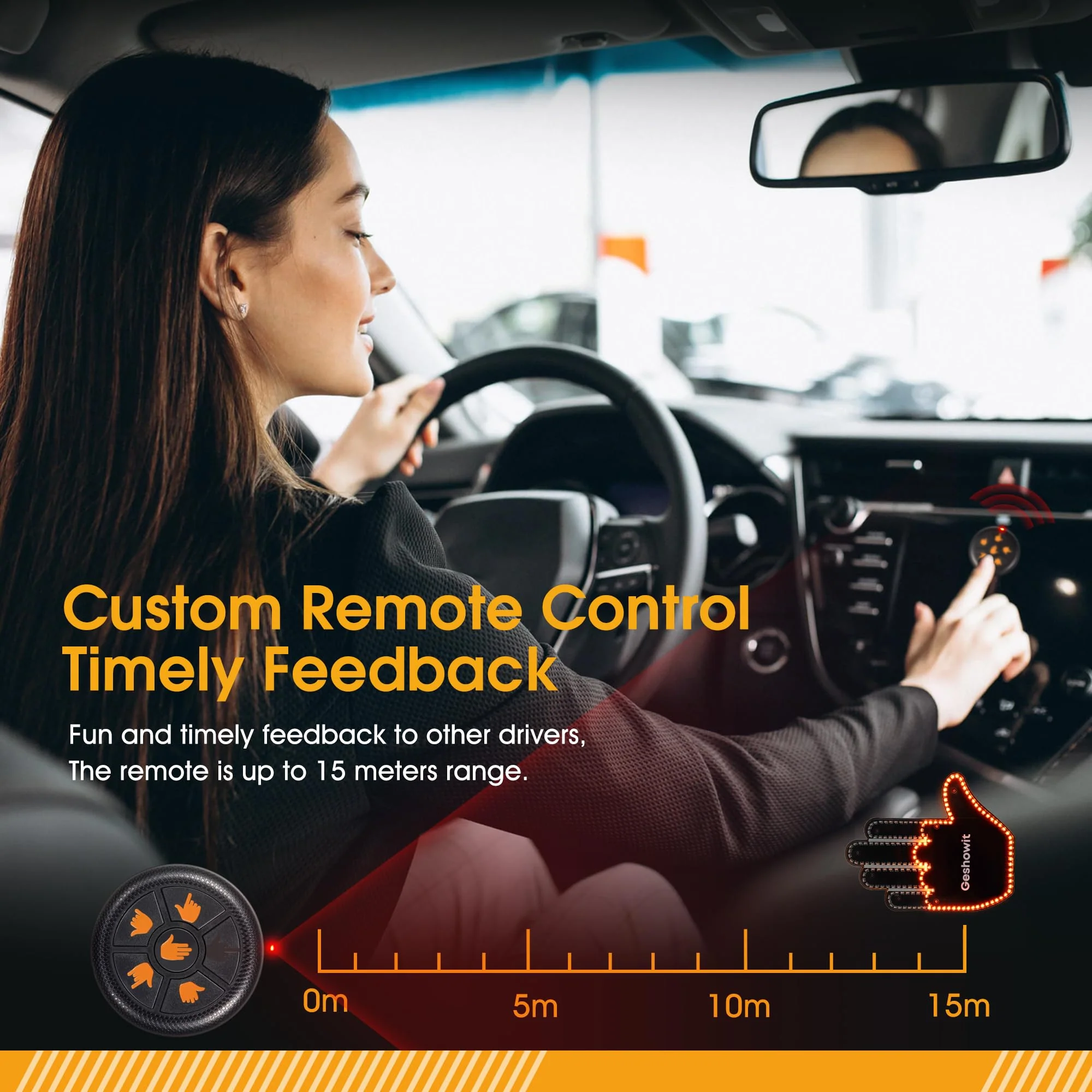 Car Accessories for Men - Car Finger Light with 6 Gestures Remote - Show Your Feelings to Drivers - Ideal Gift Hand Gesture Lights, Truck Accessories, Hand Sign Car LED Signs for Men and Women Black (Upgraded) - Image 5