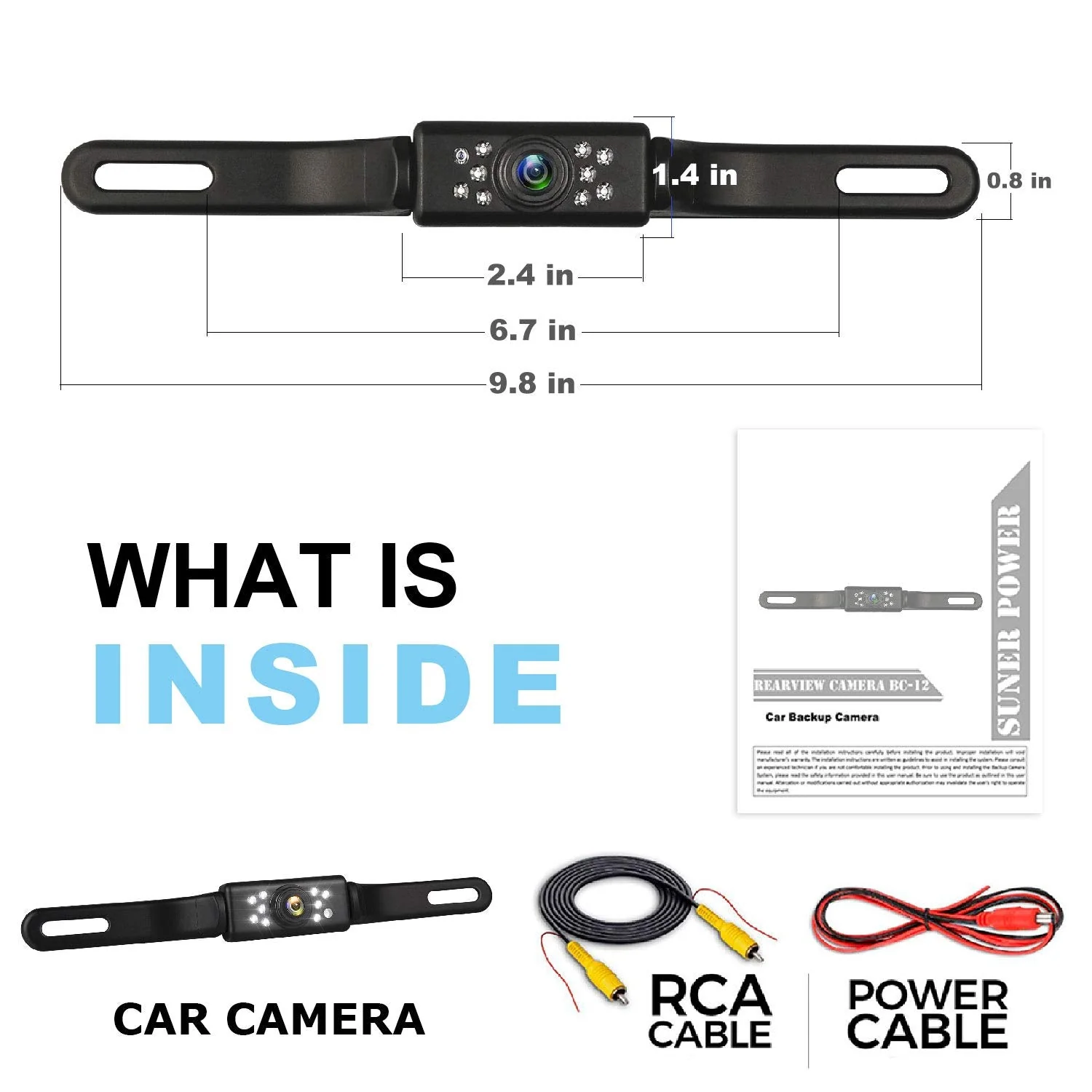 Car Backup Camera HD Night Vision Rear View Camera License Plate Camera with 9 LED Lights, Font & Rear Camera, Wide View Angle, IP69K Waterproof Reverse Camera for Cars,SUV,Trucks,RV, Pickup - Image 7