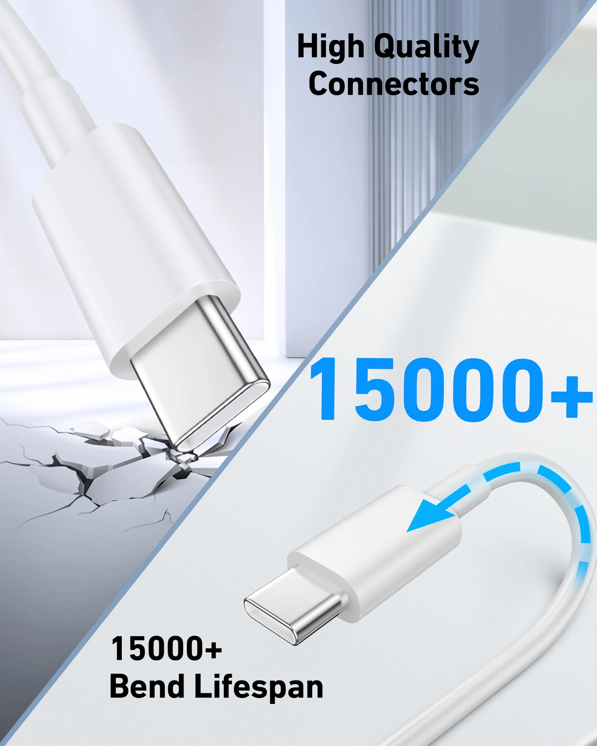 Car Carplay Cable for iPhone 15/16/16 Pro Max/Plus Cable, 2Pack USB A to USB C for Carplay USB C Cord, iPad USB C Cable iPad Pro 13/12.9/11 inch iPad Air 5/4th Mini Car Charger Cord Charging Cable 3FT White - Image 6