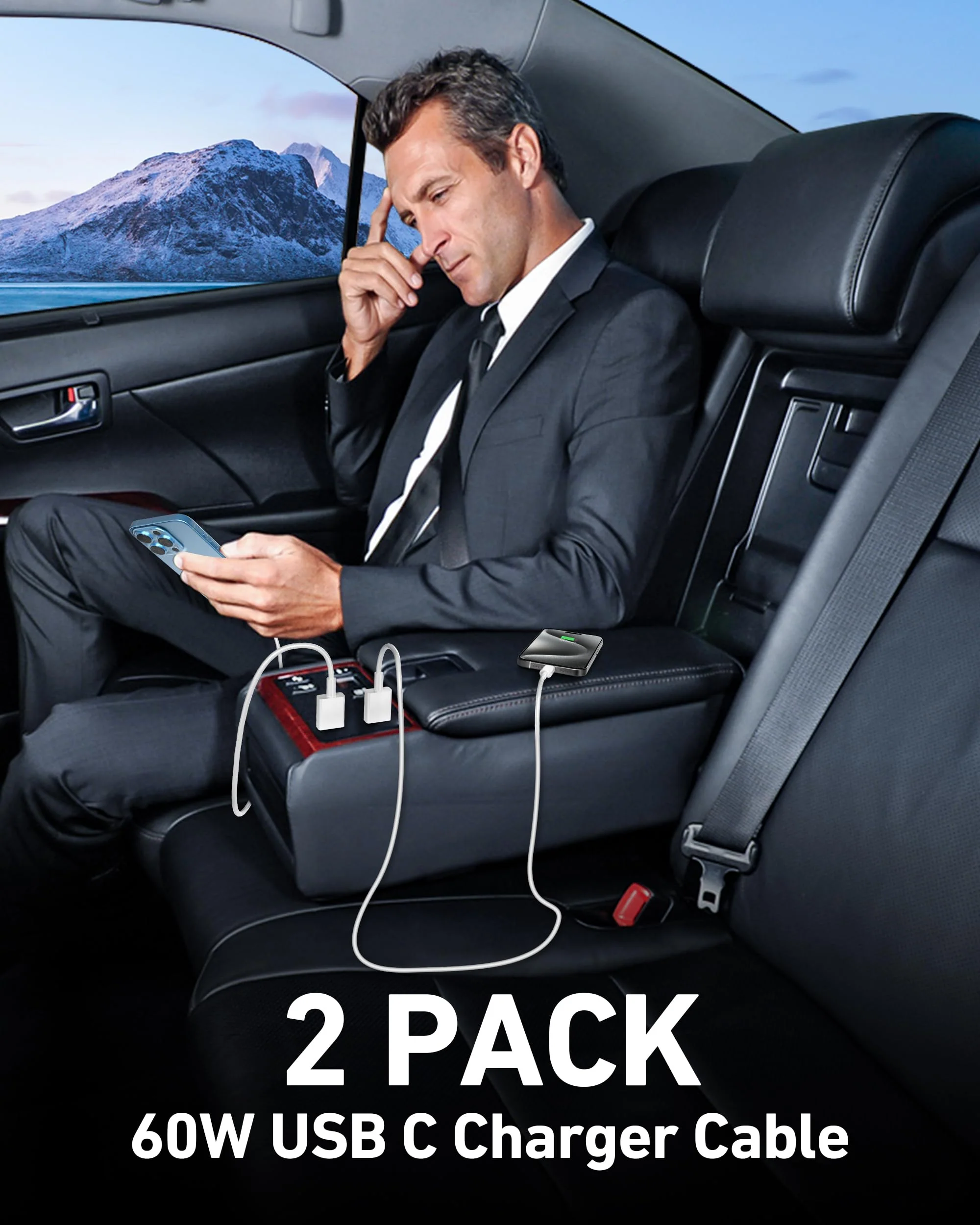 Car Carplay Cable for iPhone 15/16/16 Pro Max/Plus Cable, 2Pack USB A to USB C for Carplay USB C Cord, iPad USB C Cable iPad Pro 13/12.9/11 inch iPad Air 5/4th Mini Car Charger Cord Charging Cable 3FT White - Image 7