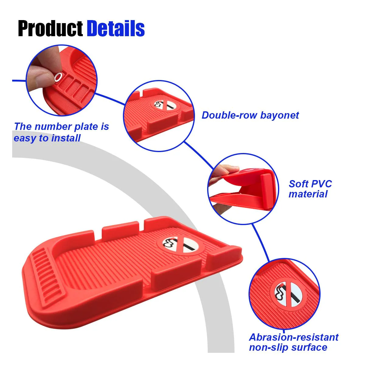 Car Dashboard Anti-Slip Mat Cell Phone Holder, Double-Groove Sticky Gripping Gel Pad with Number Plate, Multifunctional Car Dashboard Sticky Pad Mat for Navigation Cell Phone Sunglass Keys (Red) red - Image 3
