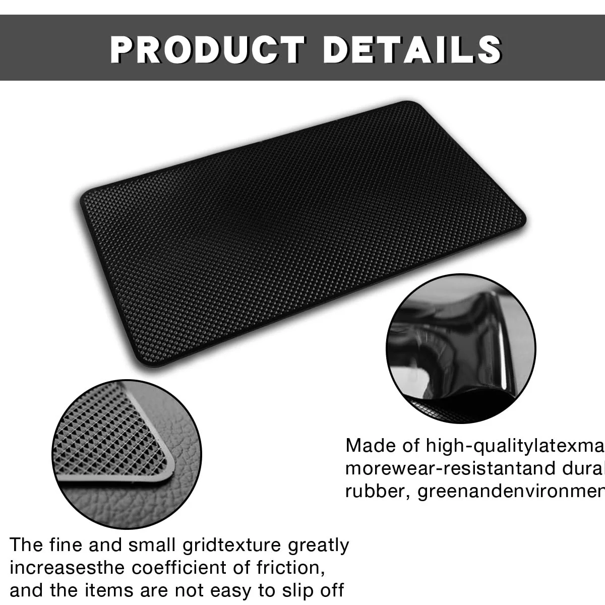 Car Dashboard Anti-Slip Mat,Universal PVC Sticky Adhesive Pad for Auto,10.6" x 5.9" Multifunctional Vehicle Dash Strong Gripping Pad for Cell Phones Sunglasses Keys GPS Coins (Grid) Grid - Image 5