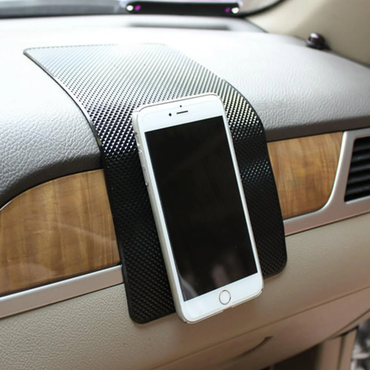 Car Dashboard Anti-Slip Mat,Universal PVC Sticky Adhesive Pad for Auto,10.6" x 5.9" Multifunctional Vehicle Dash Strong Gripping Pad for Cell Phones Sunglasses Keys GPS Coins (Grid) Grid - Image 6