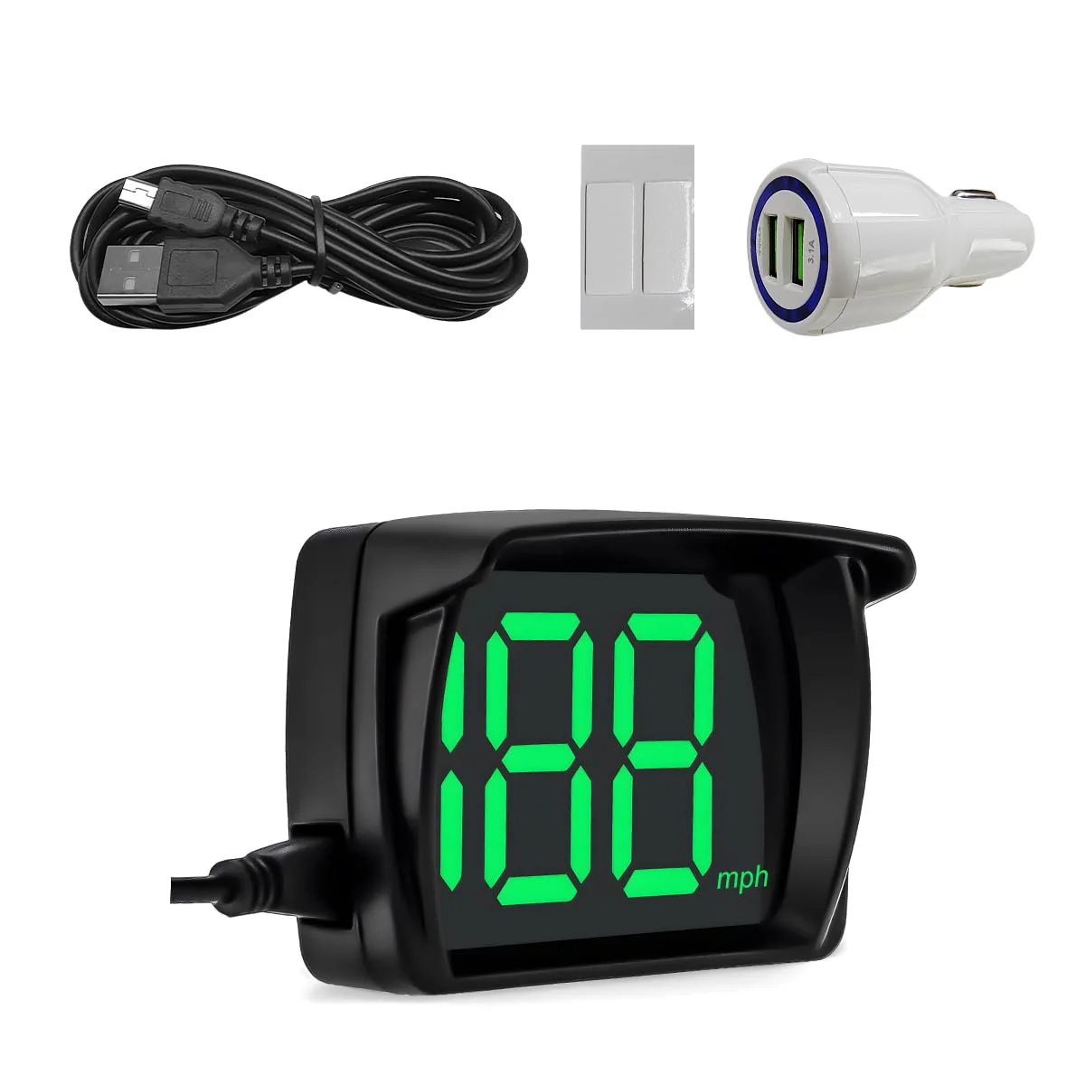 Car HUD Headup Display, MPH Warning Car GPS Overspeed Alarm Speedometer with LED Large Font Display+USB Cable Plug, Universal Car Accessories for Car Truck SUV Motorcycle MHP