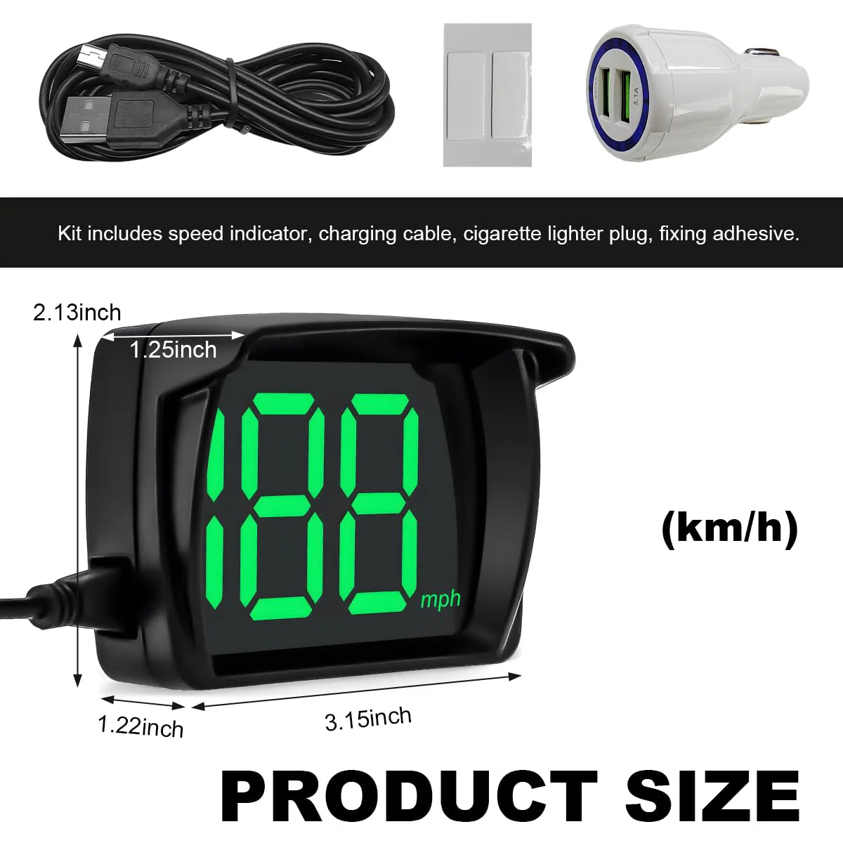 Car HUD Headup Display, MPH Warning Car GPS Overspeed Alarm Speedometer with LED Large Font Display+USB Cable Plug, Universal Car Accessories for Car Truck SUV Motorcycle MHP - Image 2