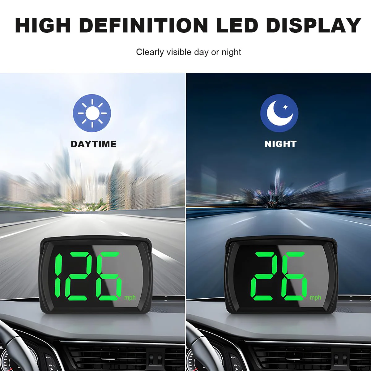 Car HUD Headup Display, MPH Warning Car GPS Overspeed Alarm Speedometer with LED Large Font Display+USB Cable Plug, Universal Car Accessories for Car Truck SUV Motorcycle MHP - Image 3