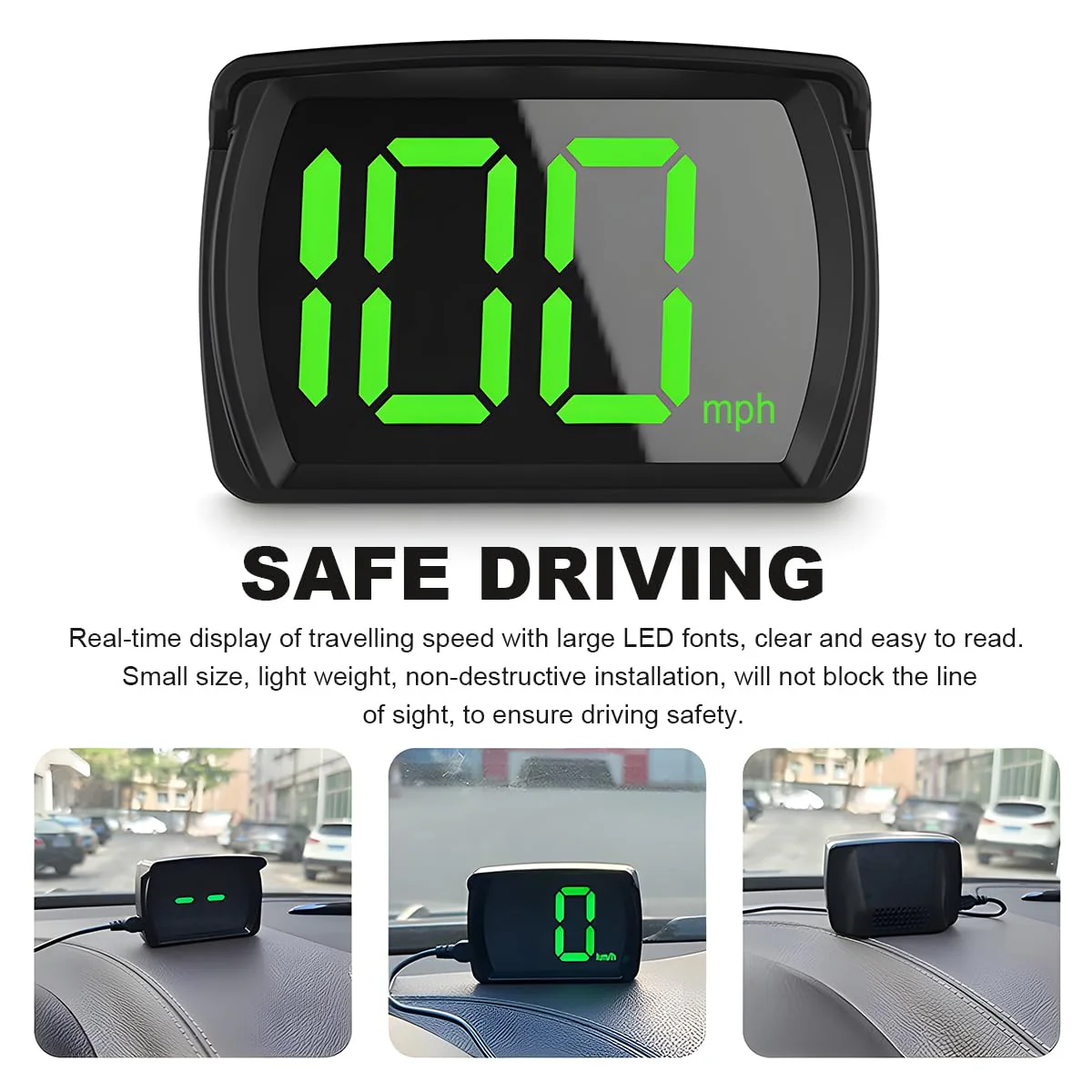 Car HUD Headup Display, MPH Warning Car GPS Overspeed Alarm Speedometer with LED Large Font Display+USB Cable Plug, Universal Car Accessories for Car Truck SUV Motorcycle MHP - Image 4