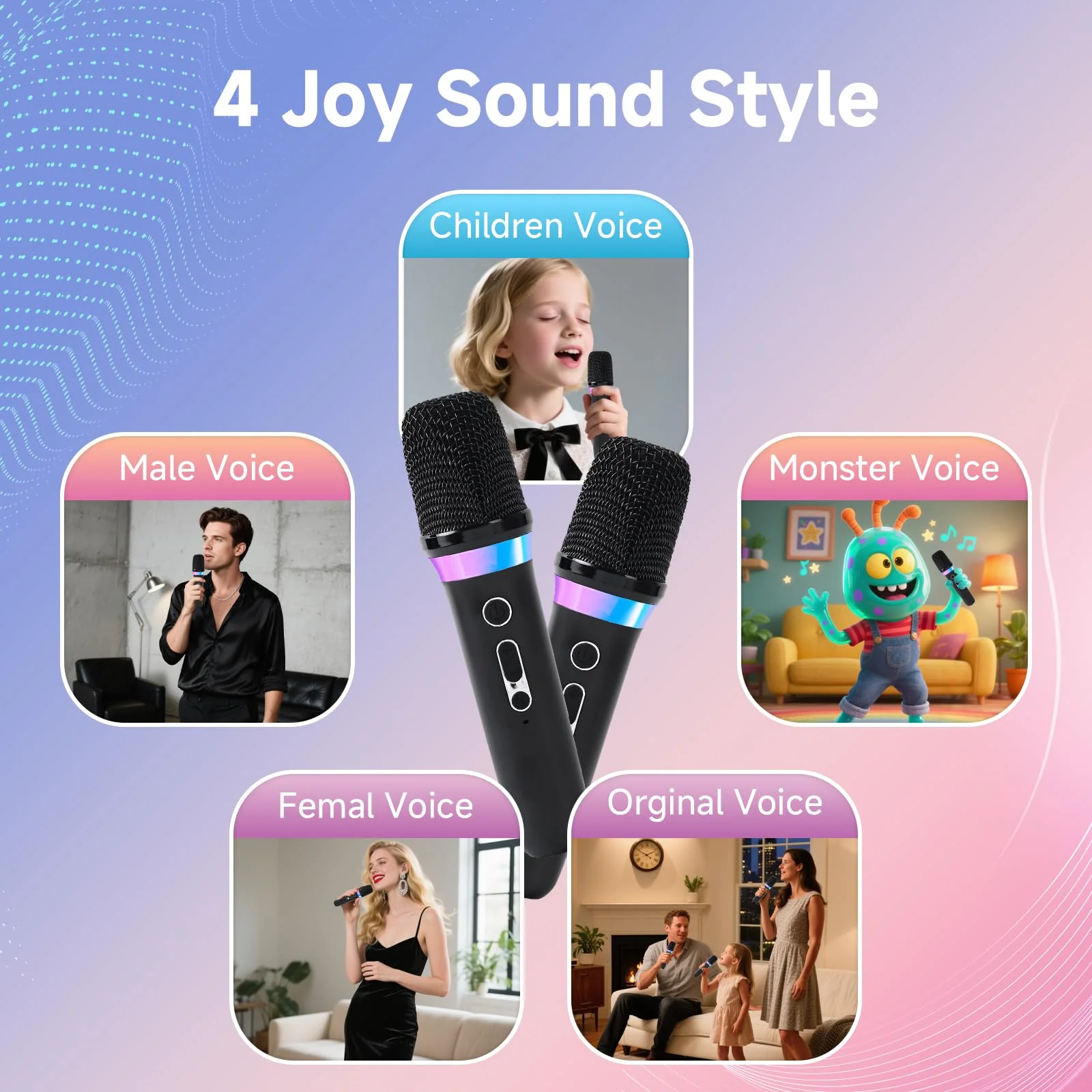 Car Karaoke Microphone,Dual Handheld Rechargeable Mic with 3.5mm Aux in and Out Receiver,Volume Control Karaoke Microphone for Singing, Speech, Home Party, YouTube/Tiktok(Black) - Image 3