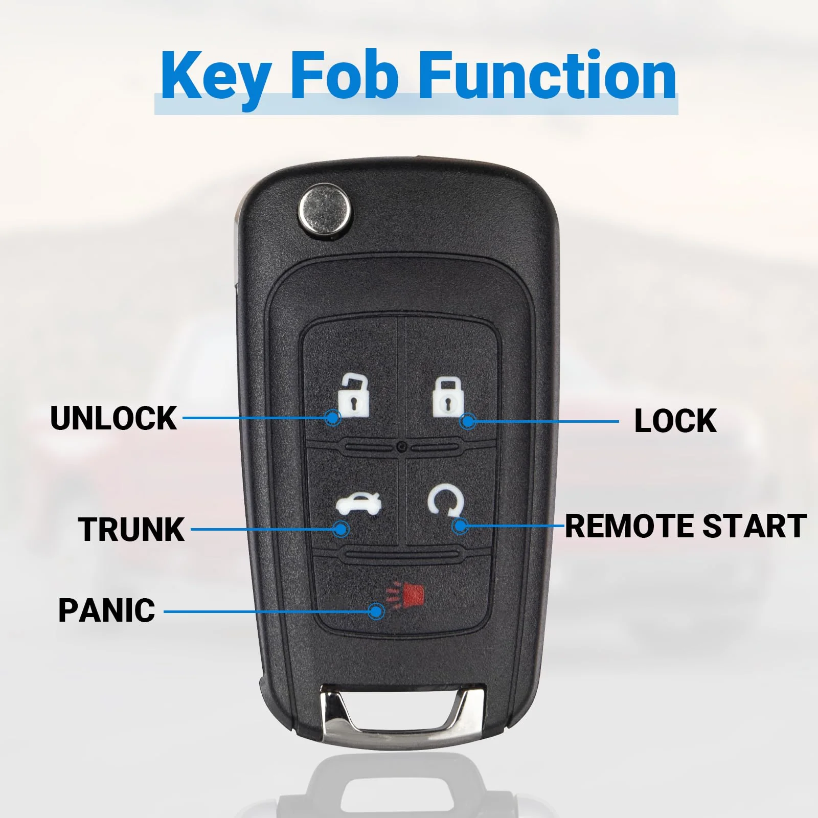 Car Key Fob Keyless Entry Remote Compatible with 2010-2019 Chevy Cruze/Camaro/Impala/Equinox/GMC Terrain/Buick Lacrosse 5 Buttons Key for OHT01060512 (1 Pack) - Image 5