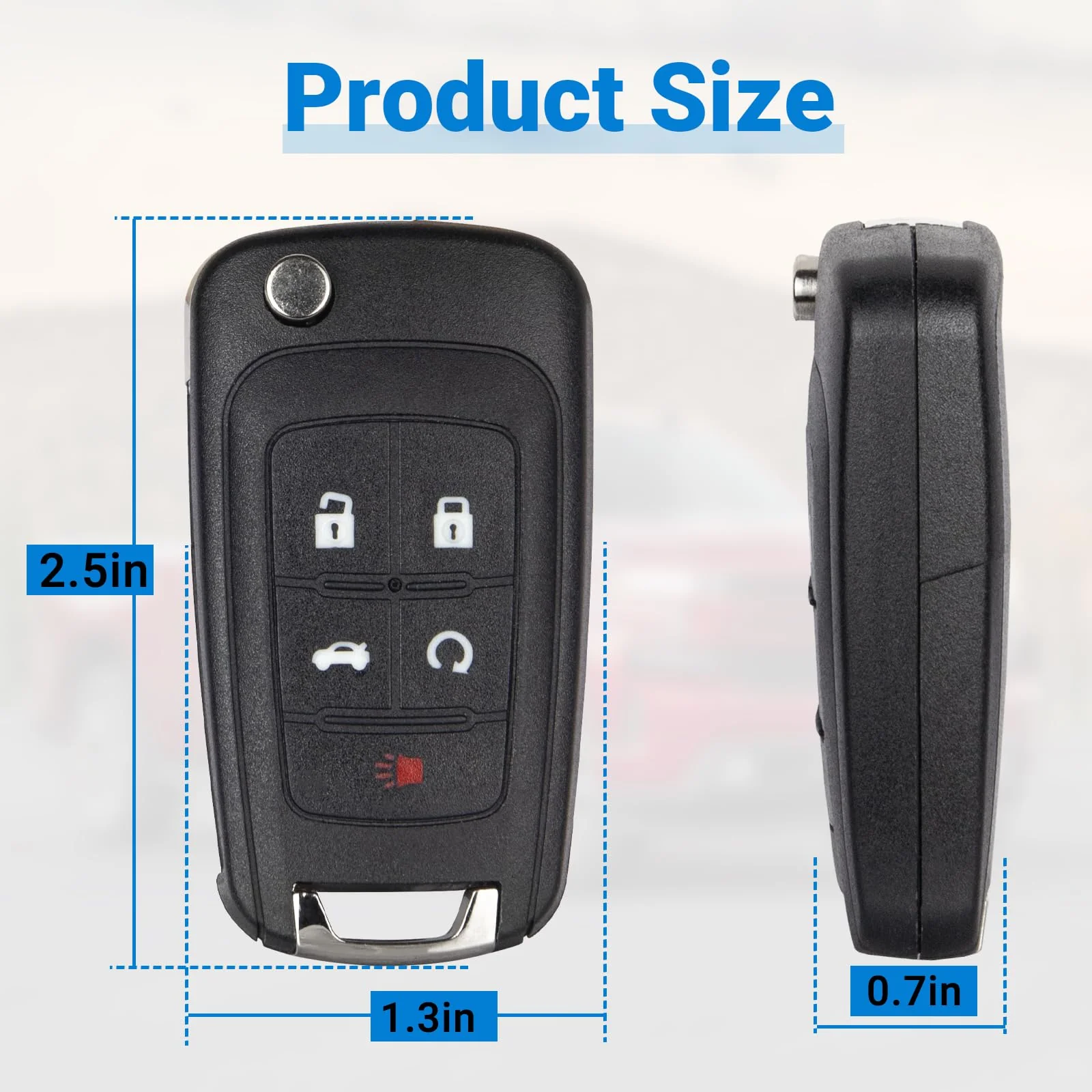 Car Key Fob Keyless Entry Remote Compatible with 2010-2019 Chevy Cruze/Camaro/Impala/Equinox/GMC Terrain/Buick Lacrosse 5 Buttons Key for OHT01060512 (1 Pack) - Image 6