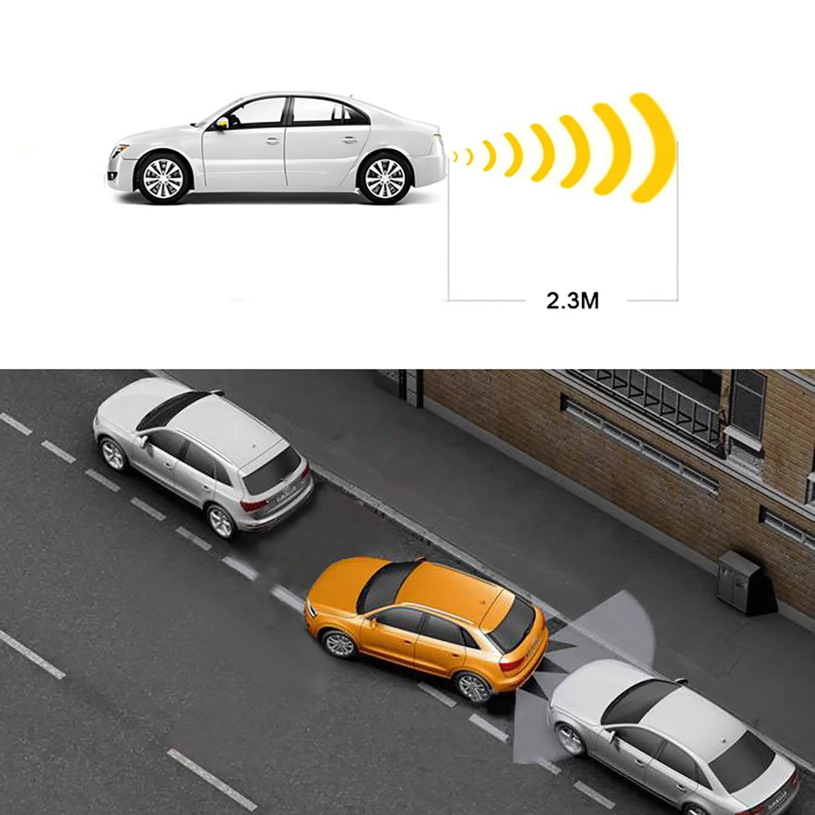 Car Parktronic Parking Built-in Plane Sensors Rear Reversing Radars System with 4 Sensors LED Light Distance Display Warning Buzzer Distance Detection White - Image 9