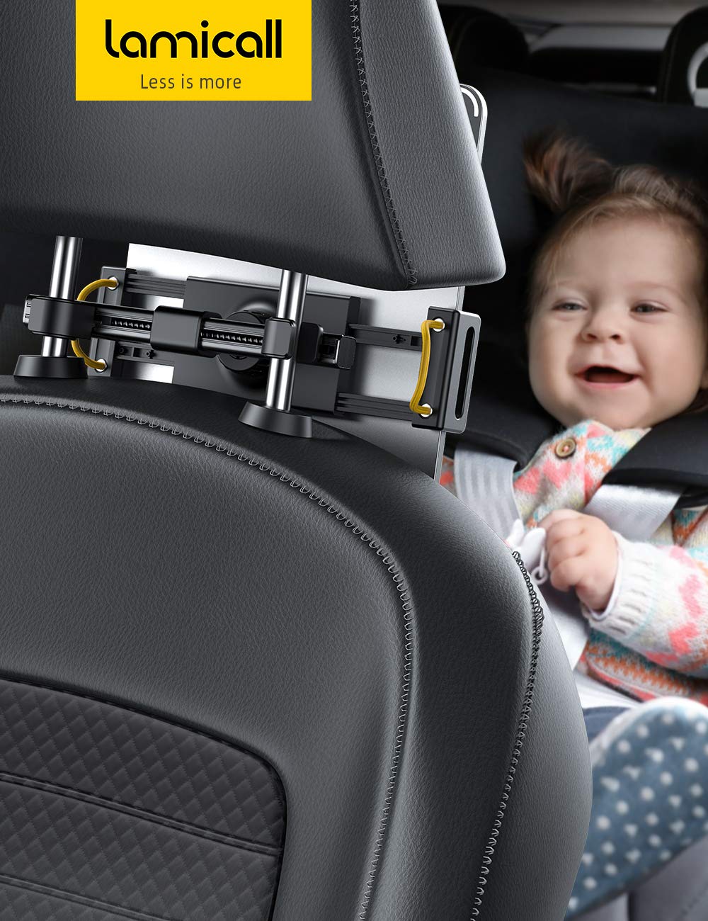 Car Tablet Holder, Headrest Tablet Mount - Lamicall Headrest Stand Cradle Compatible with Devices Such as iPad Pro Air Mini, Galaxy Tabs, Other 4.7 -12.9" Cell Phones and Tablets - Black - Image 7