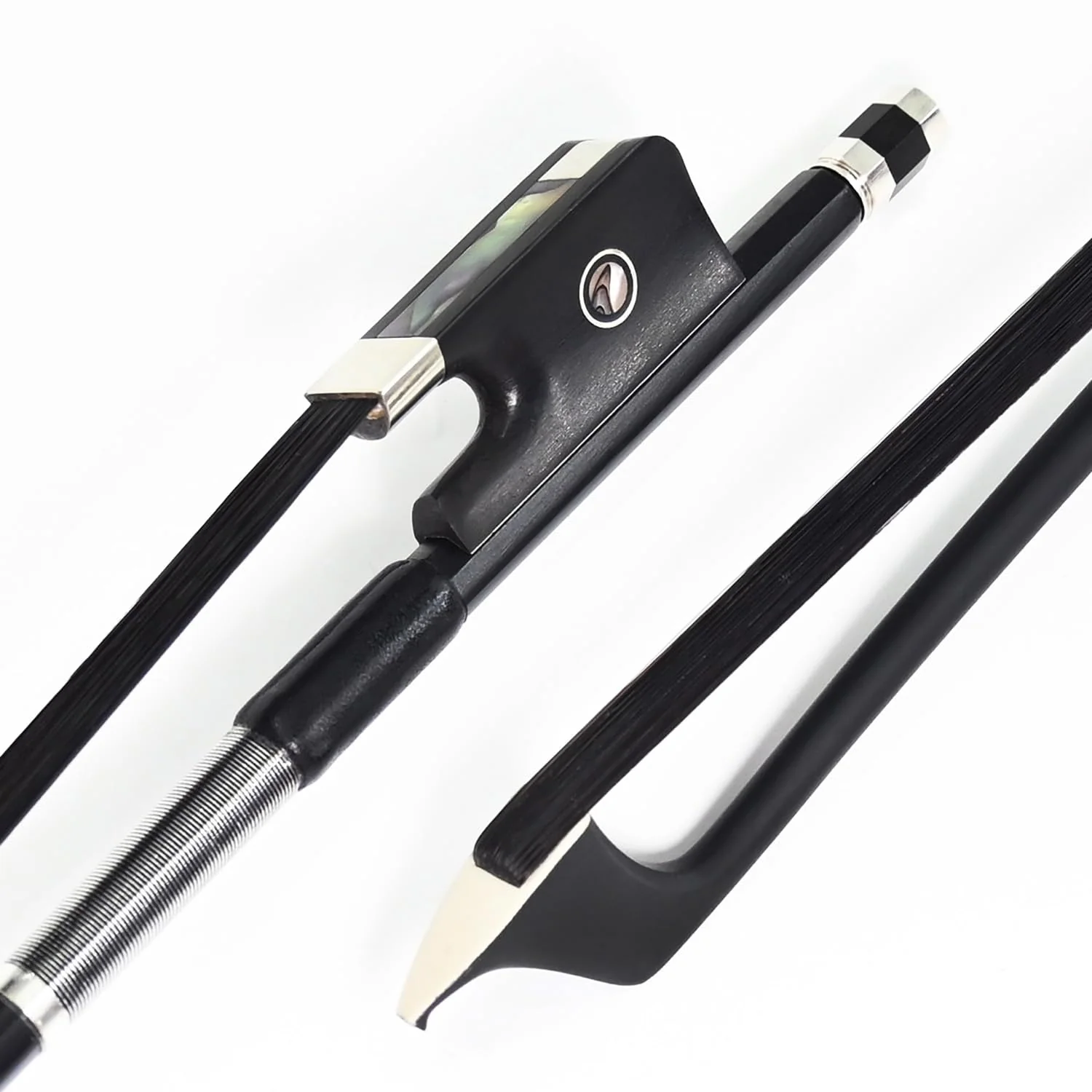 Carbon Fiber Cello Bow 3/4 Size VINGOBOW 100CB for Professional Player Parisian Eyes Ebony Frog Unbleached Mongolian Black Horse Hair Pernambuco Performance Powerful and Wild Tone