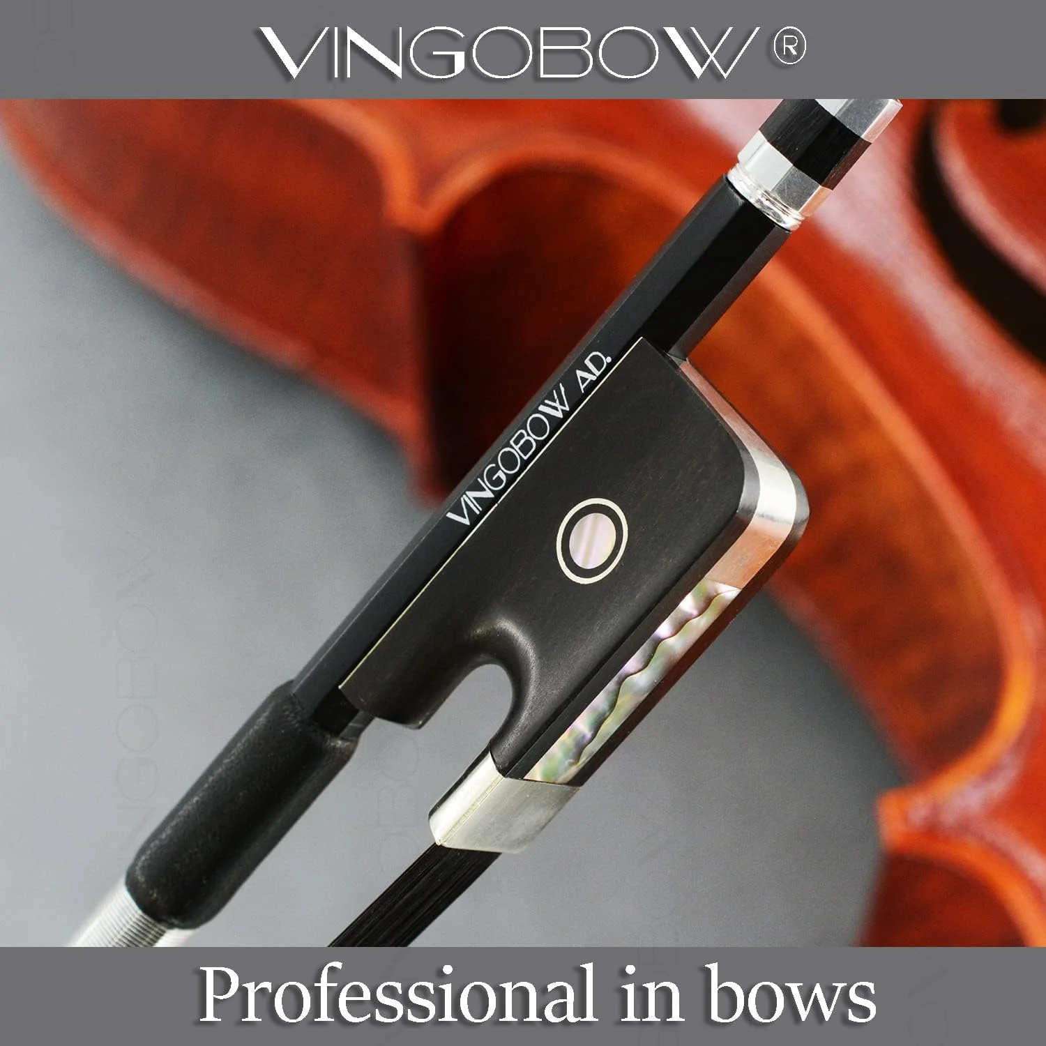 Carbon Fiber Cello Bow 3/4 Size VINGOBOW 100CB for Professional Player Parisian Eyes Ebony Frog Unbleached Mongolian Black Horse Hair Pernambuco Performance Powerful and Wild Tone - Image 7