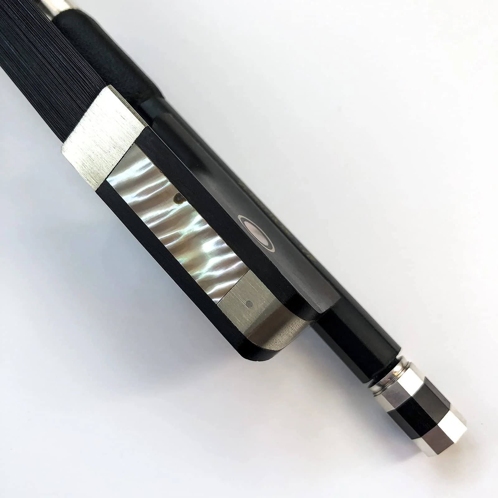 Carbon Fiber Cello Bow Unbleached Black Horse Hair Art No.VCB108 (4/4) Black Hair 4/4 - Image 2