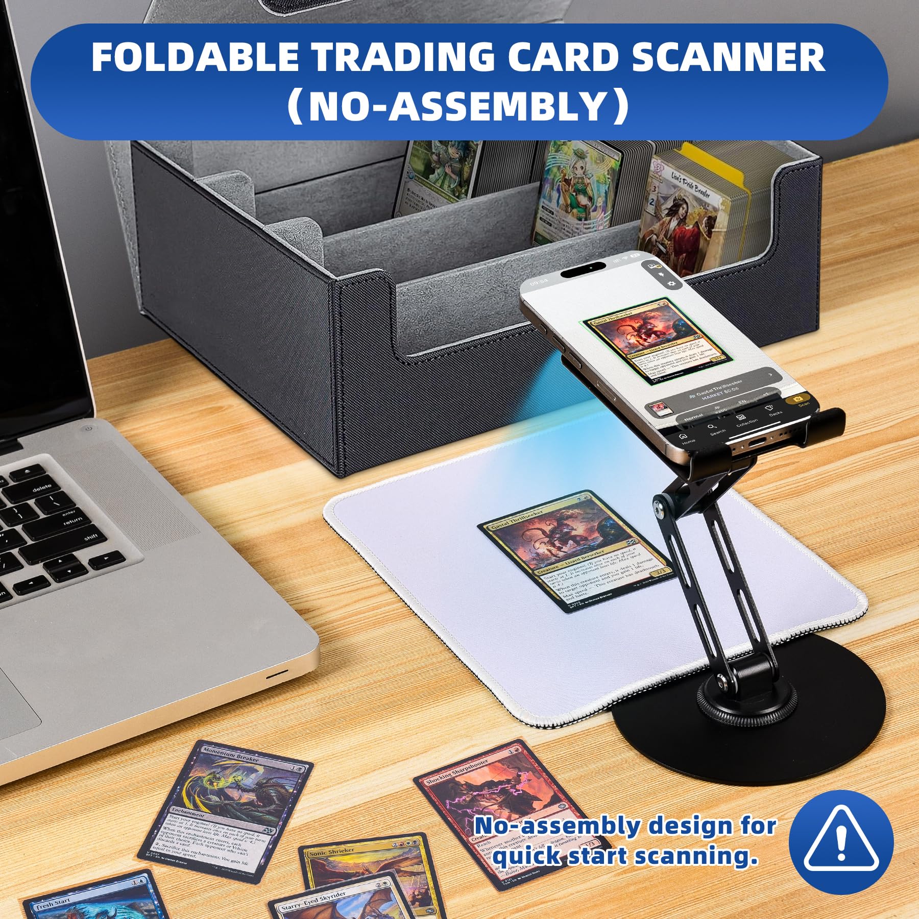 Card Scanner for Trading CardsāMTG & TCG Card Scanner Stand with Magnetic LED Light,Foldable Phone Holder for Scanning,Cards Quickly Scan and Price Check,Available for ManaBox with LED Light - Image 4