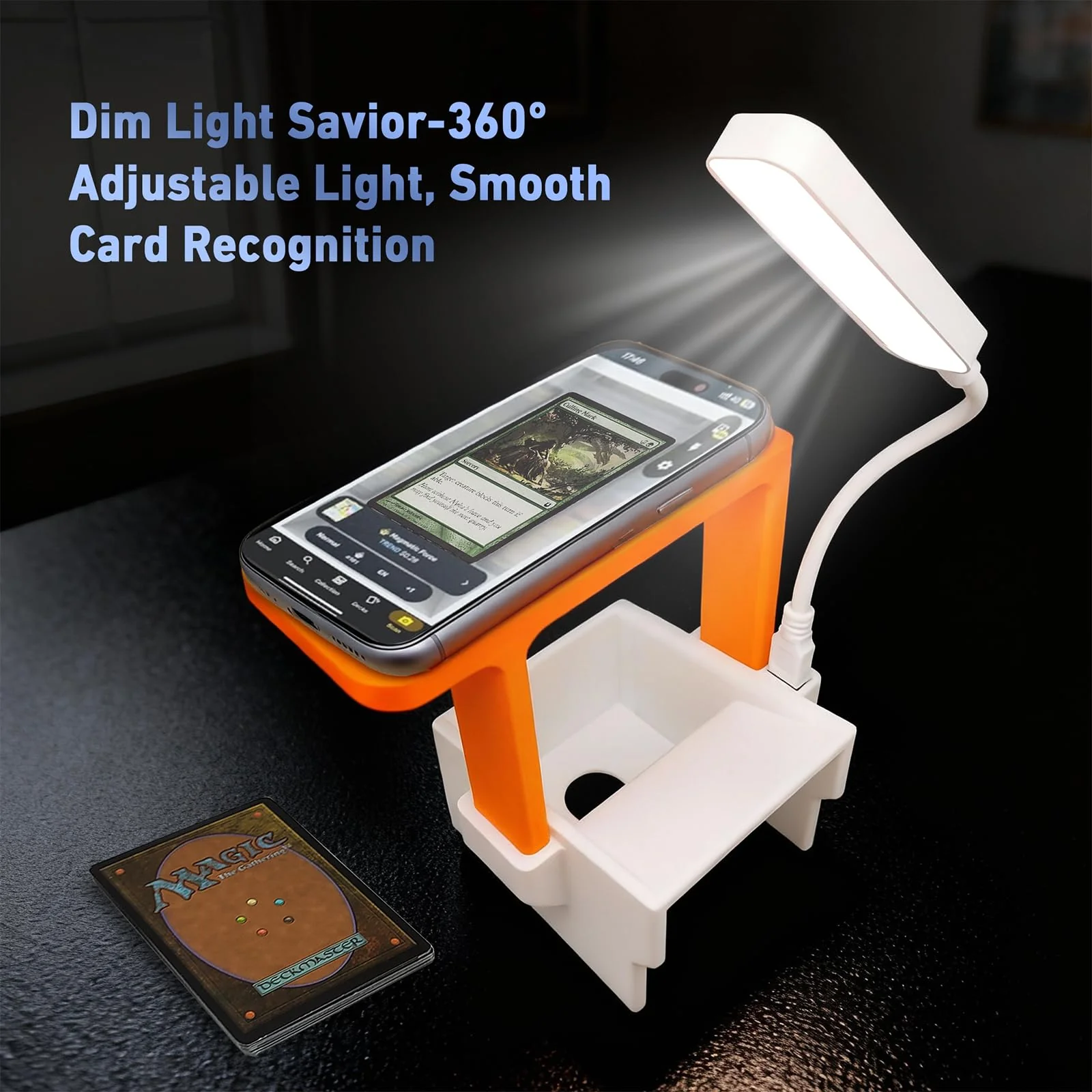 Card Scanner - MTG Trading Card Standwith LED Light & Magnetic Base, Compatible with ManaBox App for Quick Scan & Price Check (Unsleeved Cards) - Image 3