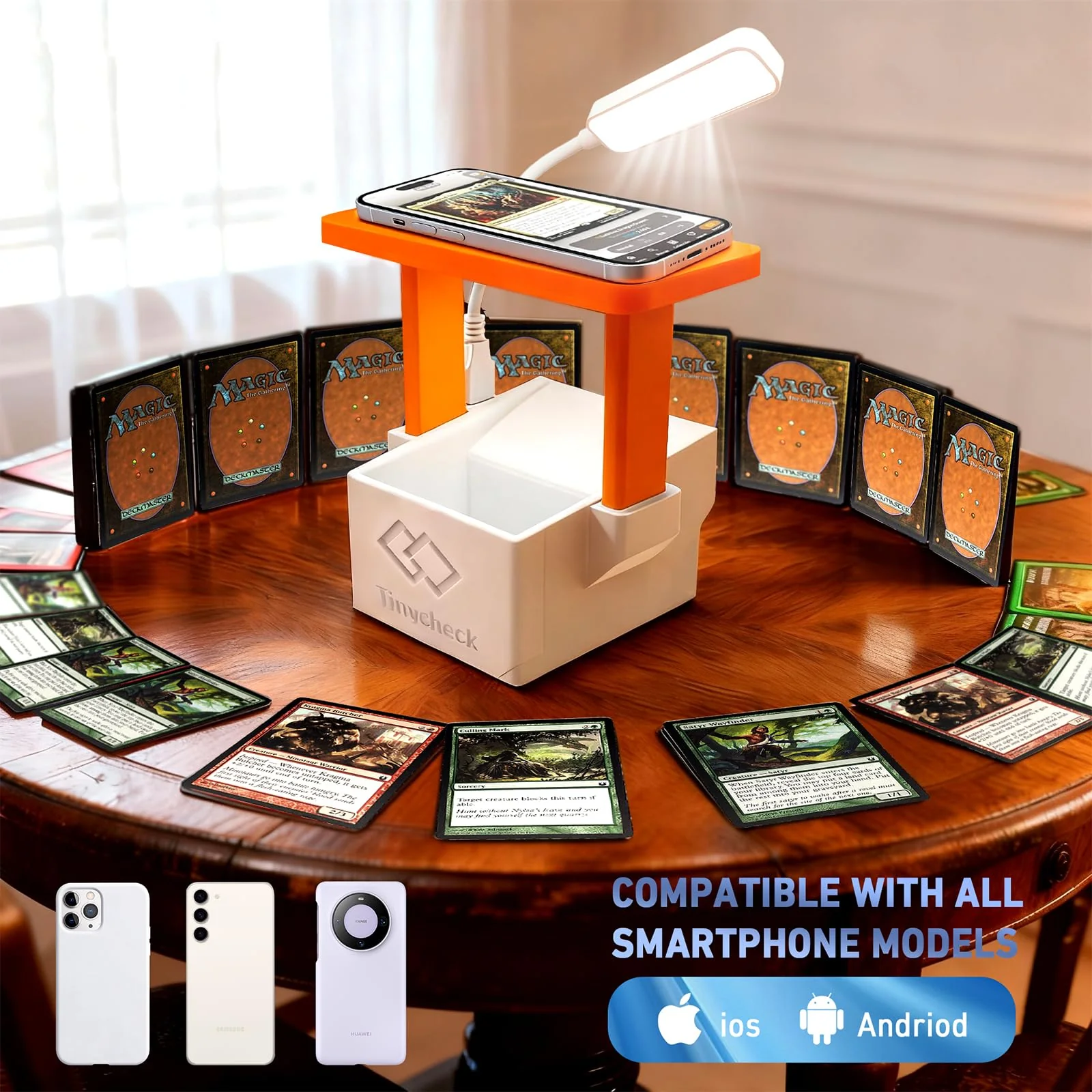 Card Scanner - MTG Trading Card Standwith LED Light & Magnetic Base, Compatible with ManaBox App for Quick Scan & Price Check (Unsleeved Cards) - Image 4