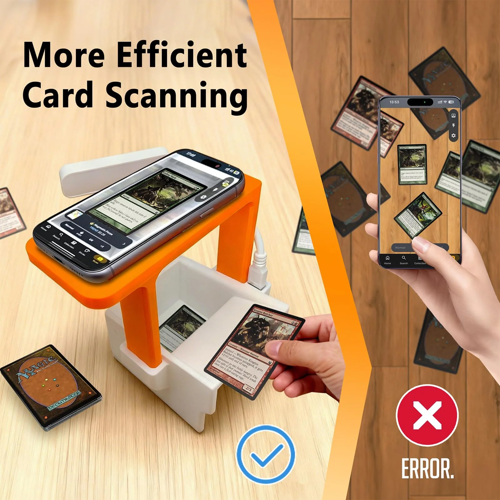 Card Scanner - MTG Trading Card Standwith LED Light & Magnetic Base, Compatible with ManaBox App for Quick Scan & Price Check (Unsleeved Cards) - Image 5