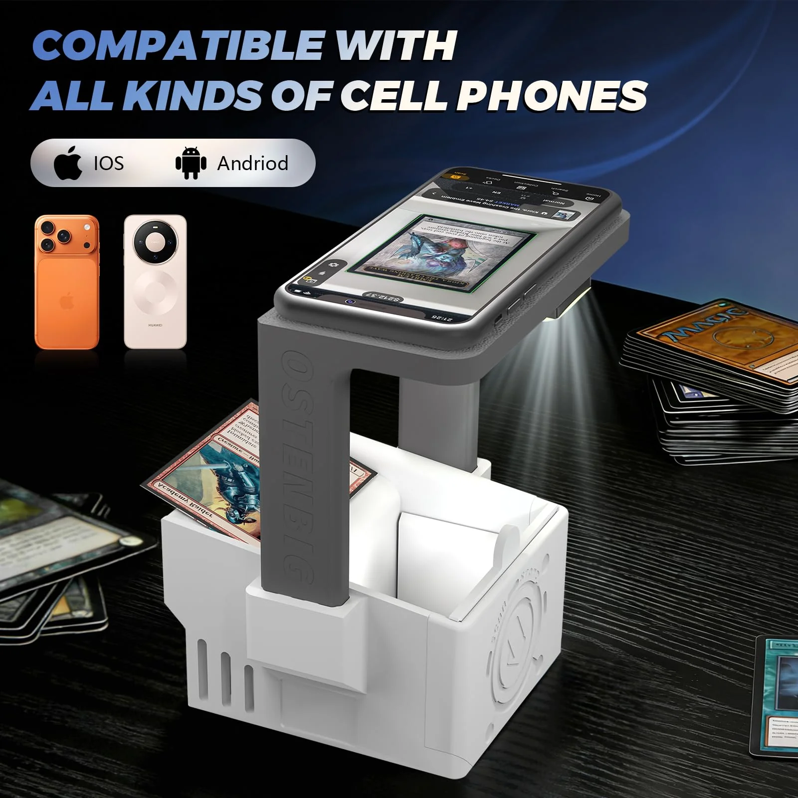Card Scanner Pro Max–Card Scanner Stand for MTG & TCG, Scan Sleeved & Unsleeved Trading Cards, Phone Holder with Rechargeable Magnetic Fill Light, 3 Modes 6 Levels, MTG Card Scanner Stand for ManaBox - Image 8