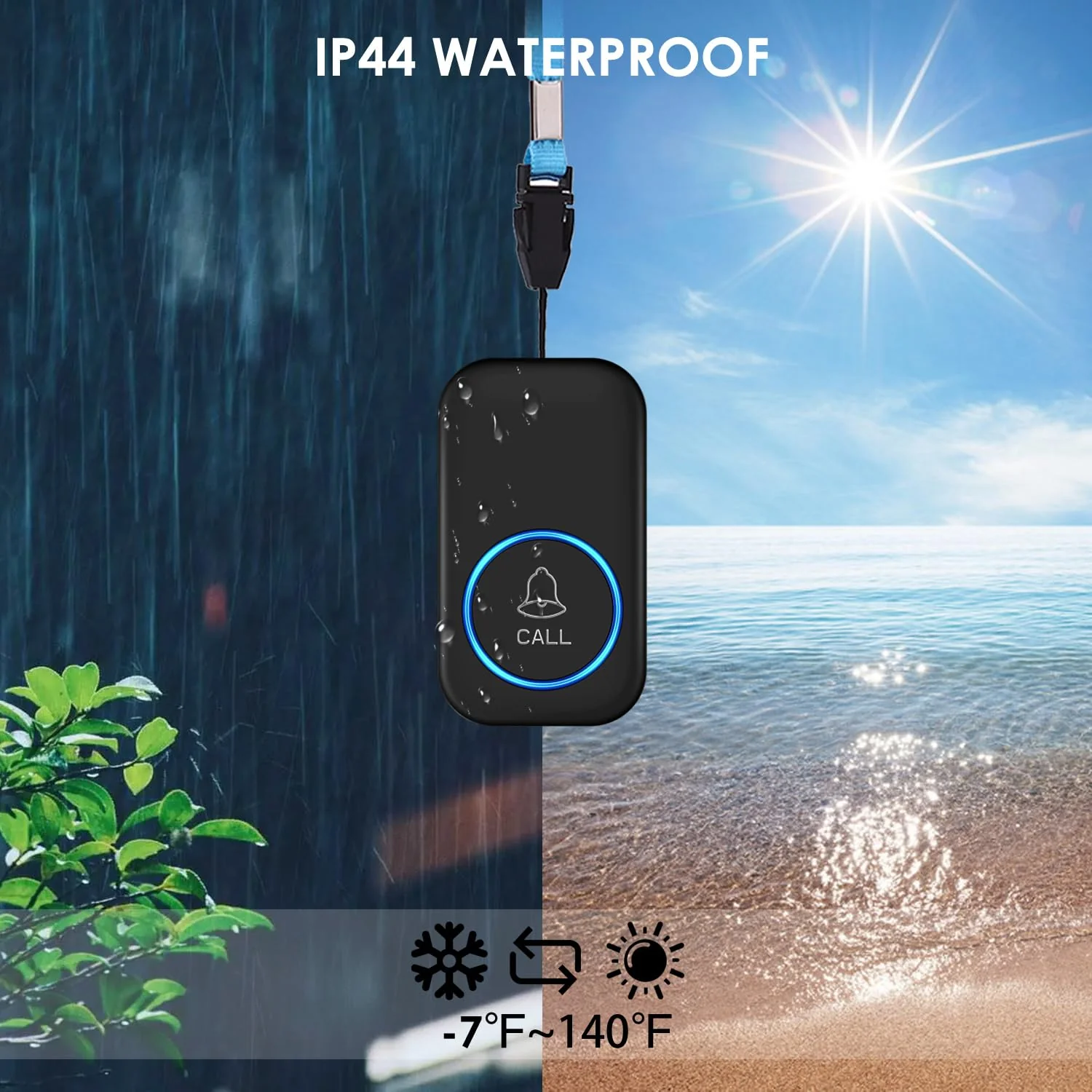 Caregiver Pager, FullHouse Wireless Call Button 1000+ Feet, SOS Alert Nurse Calling Elderly Fall Help System for Patient/Disabled Monitoring at Home, IP55 Waterproof 1 Call Button + 1 Receiver - Image 4