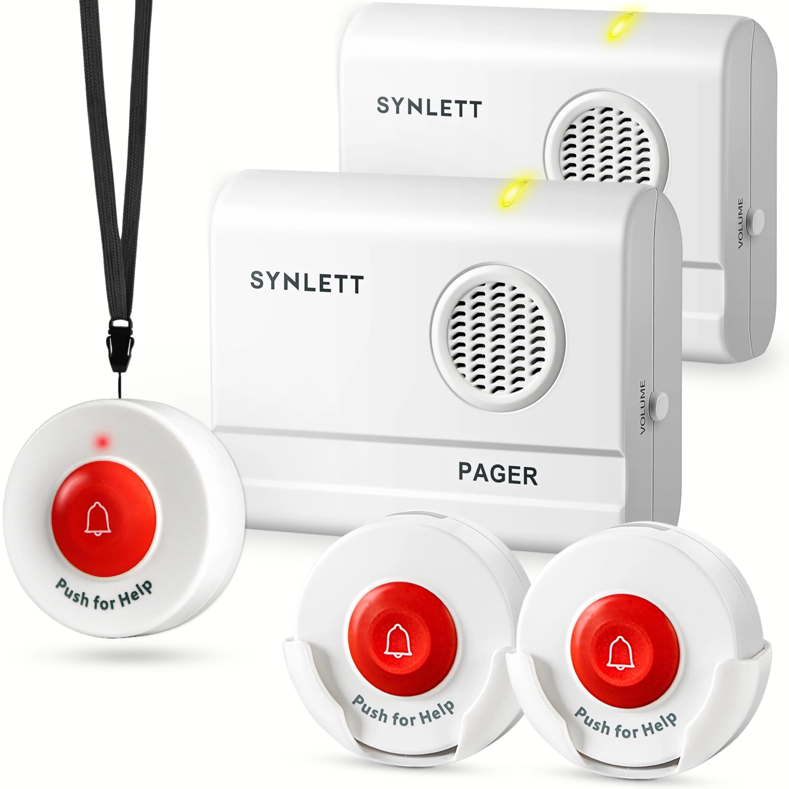 Caregiver Pager Wireless Nurse Call Button for Elderly Monitoring SOS Alert System Portable Alarm Call Bell for Home Care Seniors Patients Emergency 3 Call Buttons 2 Pagers