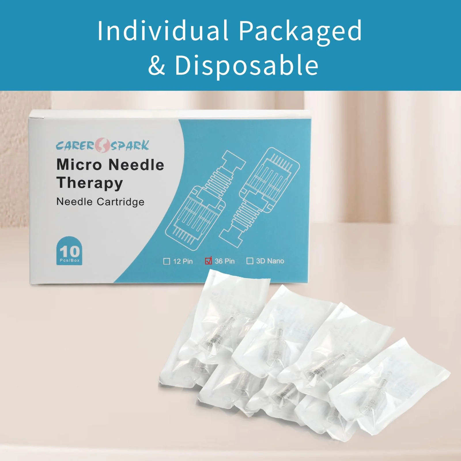 CARER SPARK Microneedle 10 x 36 Needle Length Adjustable 0.25mm - 2mm Microneedle Device Replacement Syringe Head Threaded Connector 36 Nadel - Image 3