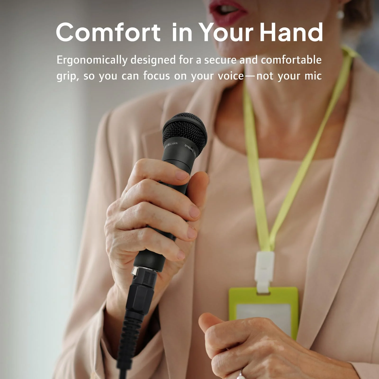 CAROL GS-56 XLR Vocal Microphone for Presentations & Public Speaking – Dynamic Cardioid Mic for Teaching & Seminars. Pro-Tuned for Natural Sound, Includes Mic, XLR to 1/4" Cable & Switch - Image 5