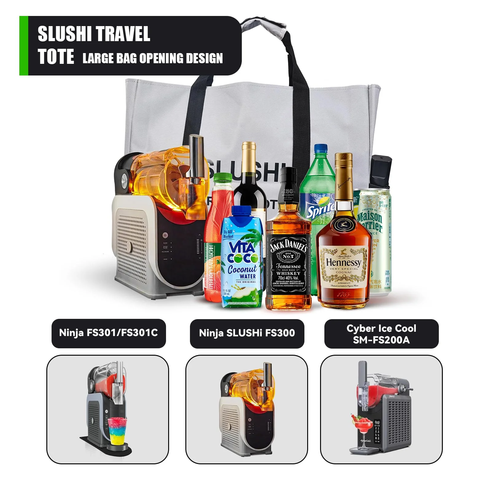 Carrying bag Tote for Ninja Slushi Machine FS300 Series and FS299,Slushie Machine Carrying Bag,Portable Outdoor Frozen Drink Maker Travel Bag,Slushie Machine Accessories (Grey) Grey - Image 4