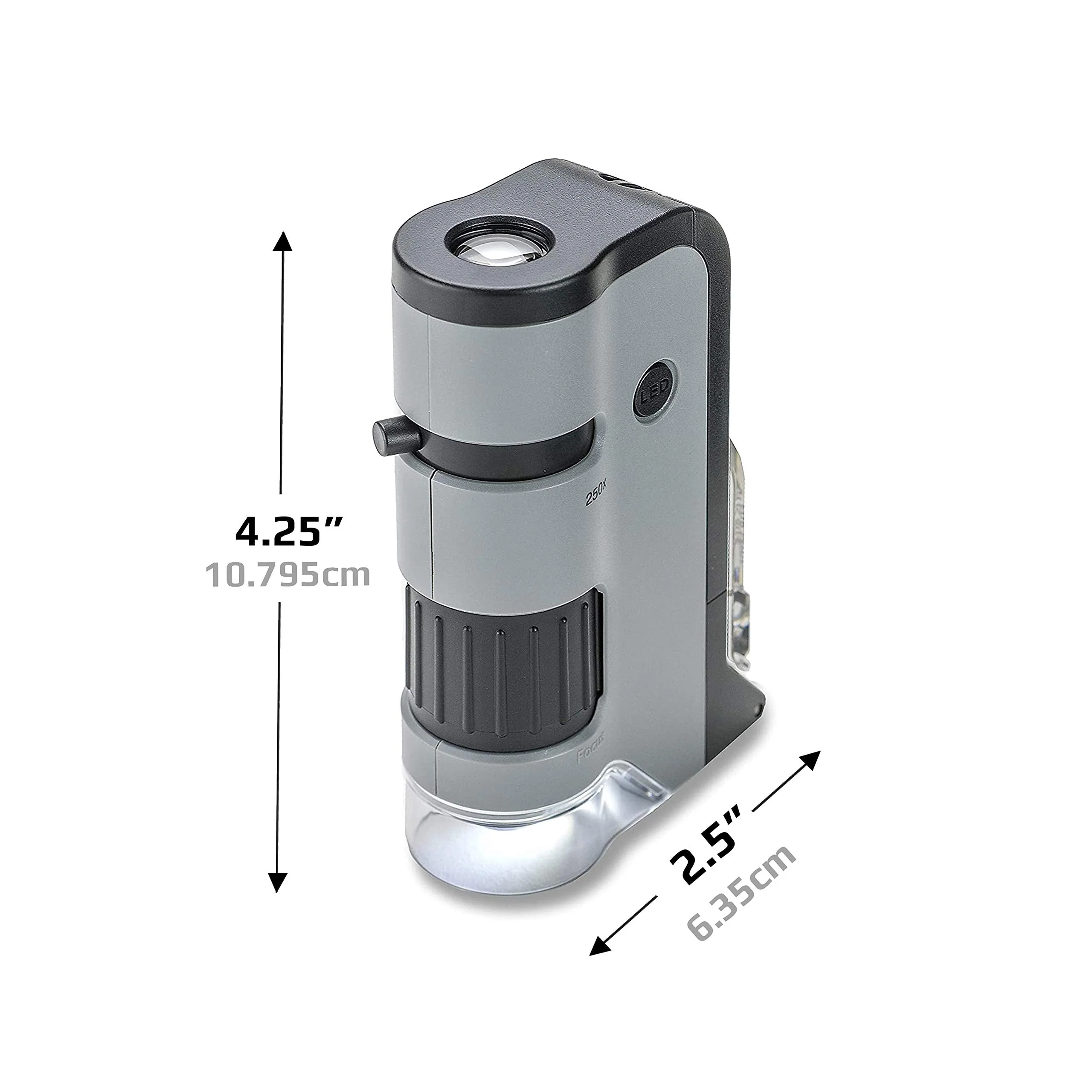 Carson MicroFlip 100x-250x, LED UV Pocket Microscope with Smartphone Clip, STEM Education (MP-250) Single Pack - Image 3